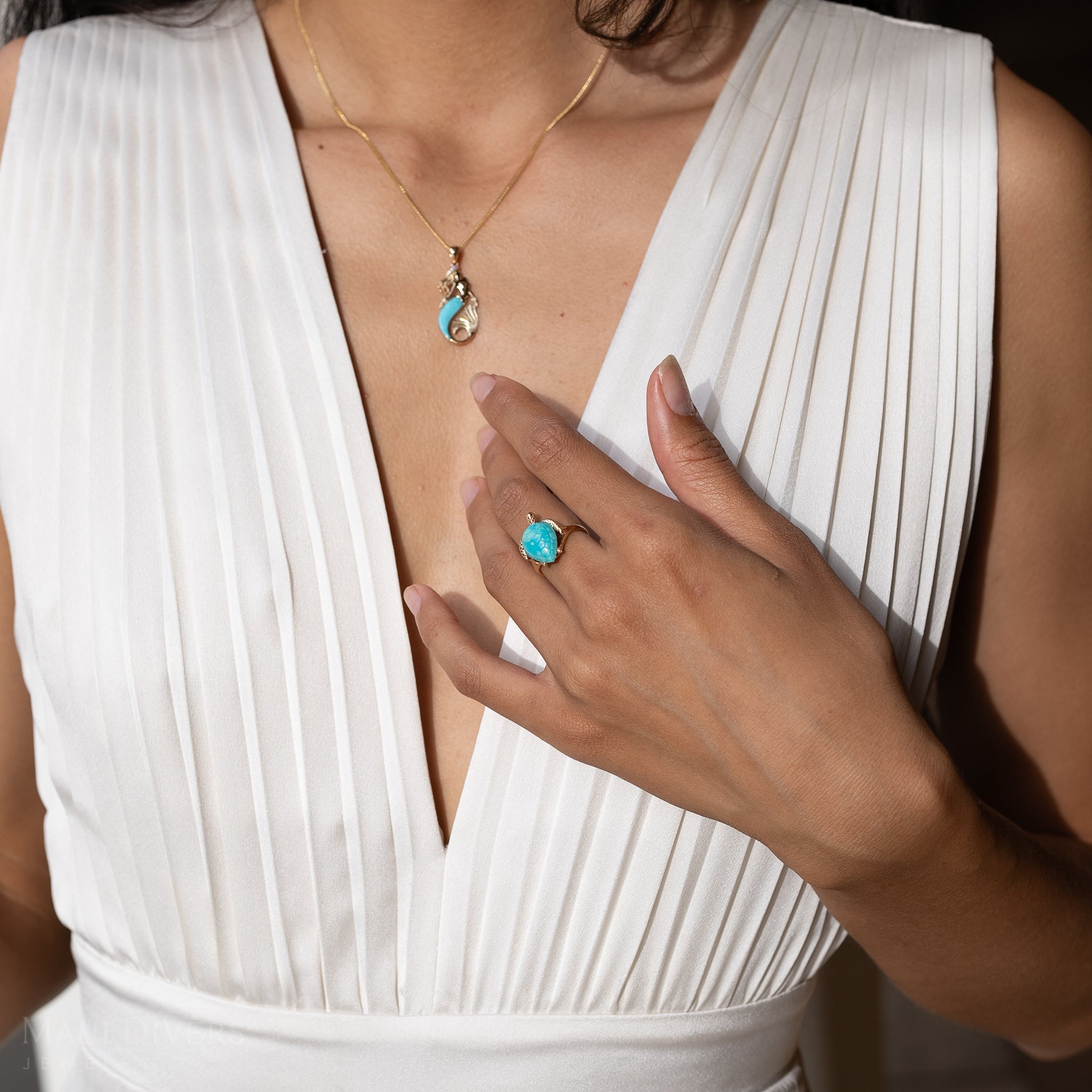 Honu Turquoise Ring in Gold - 18mm