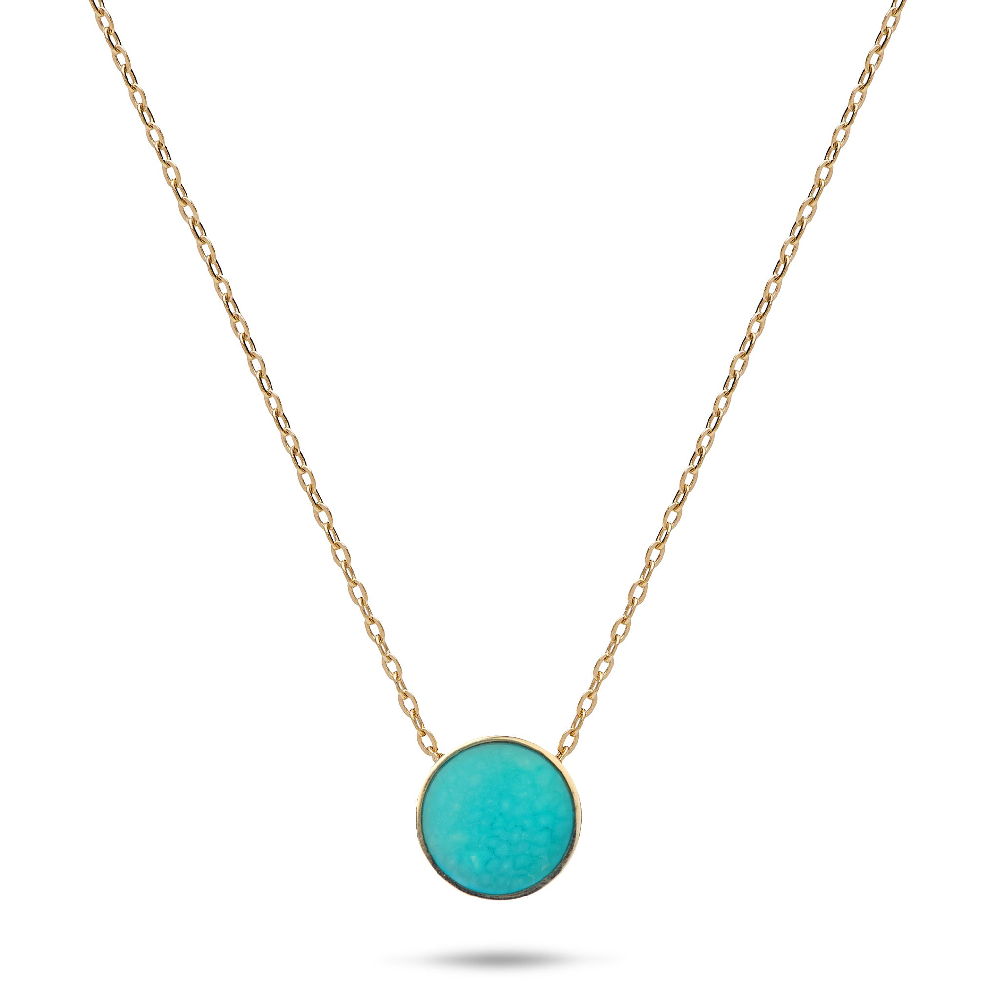 16-18" Adjustable Eclipse Flipside Turquoise & Mother of Pearl Necklace in Gold - 9mm