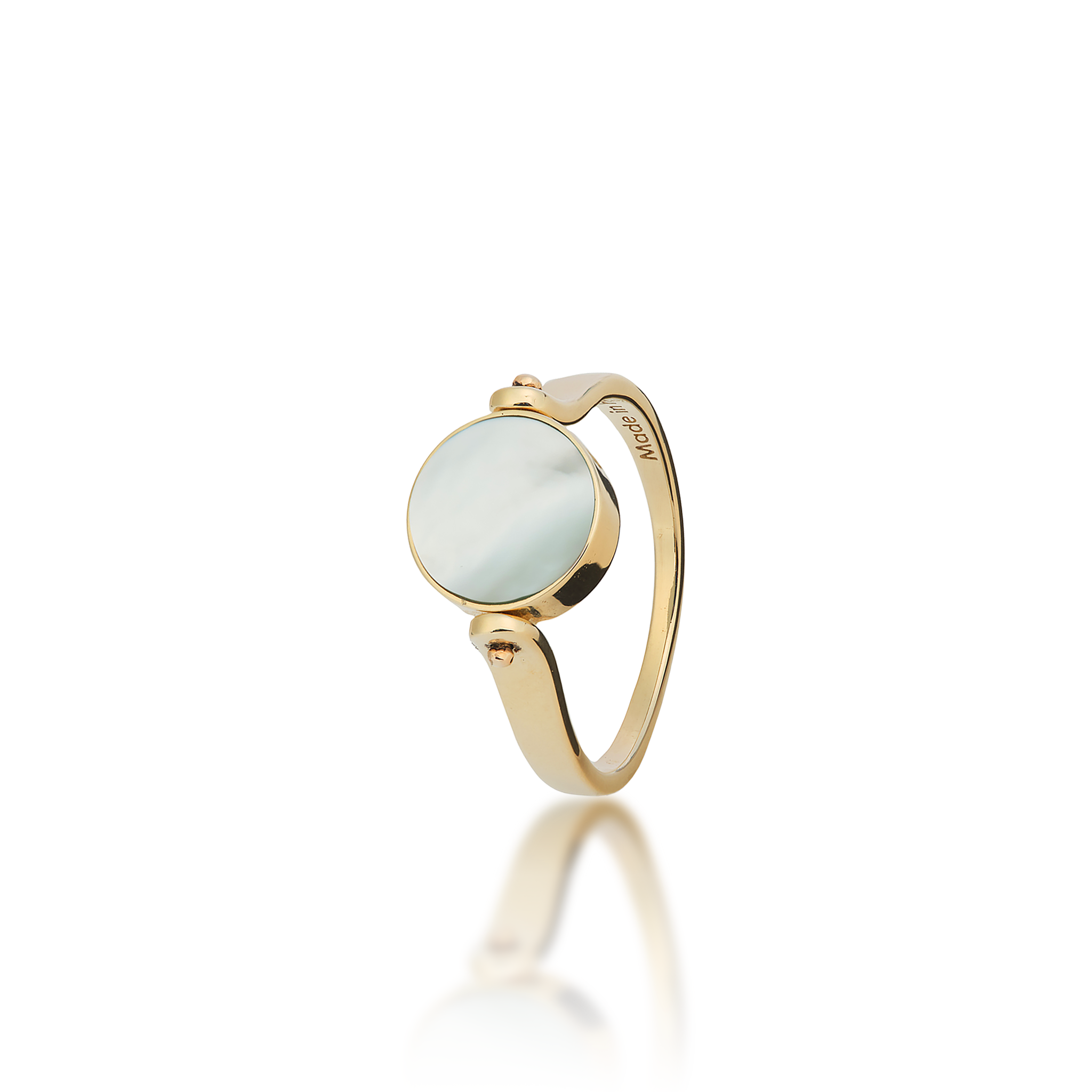 Eclipse Flipside Turquoise & Mother of Pearl Ring in Gold - 9mm