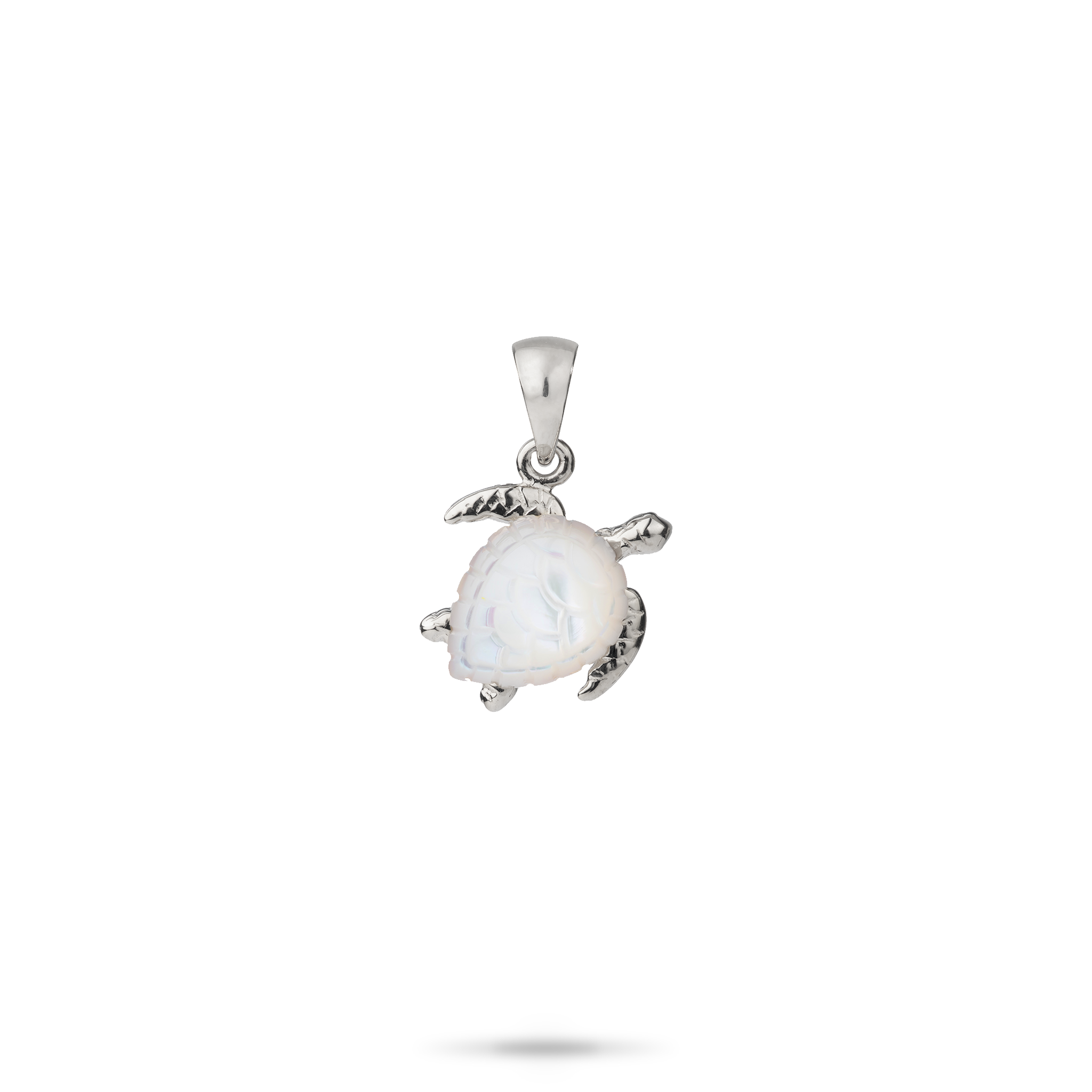 Honu Mother of Pearl Pendant in White Gold - 11mm