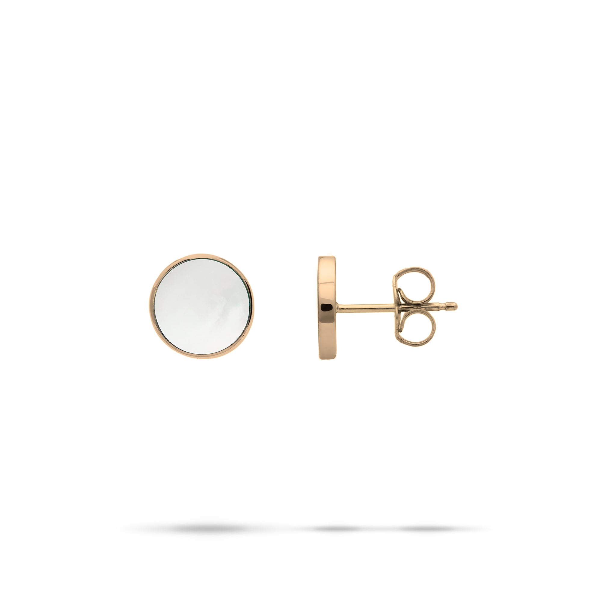Eclipse Mother of Pearl Earrings in Gold - 9mm