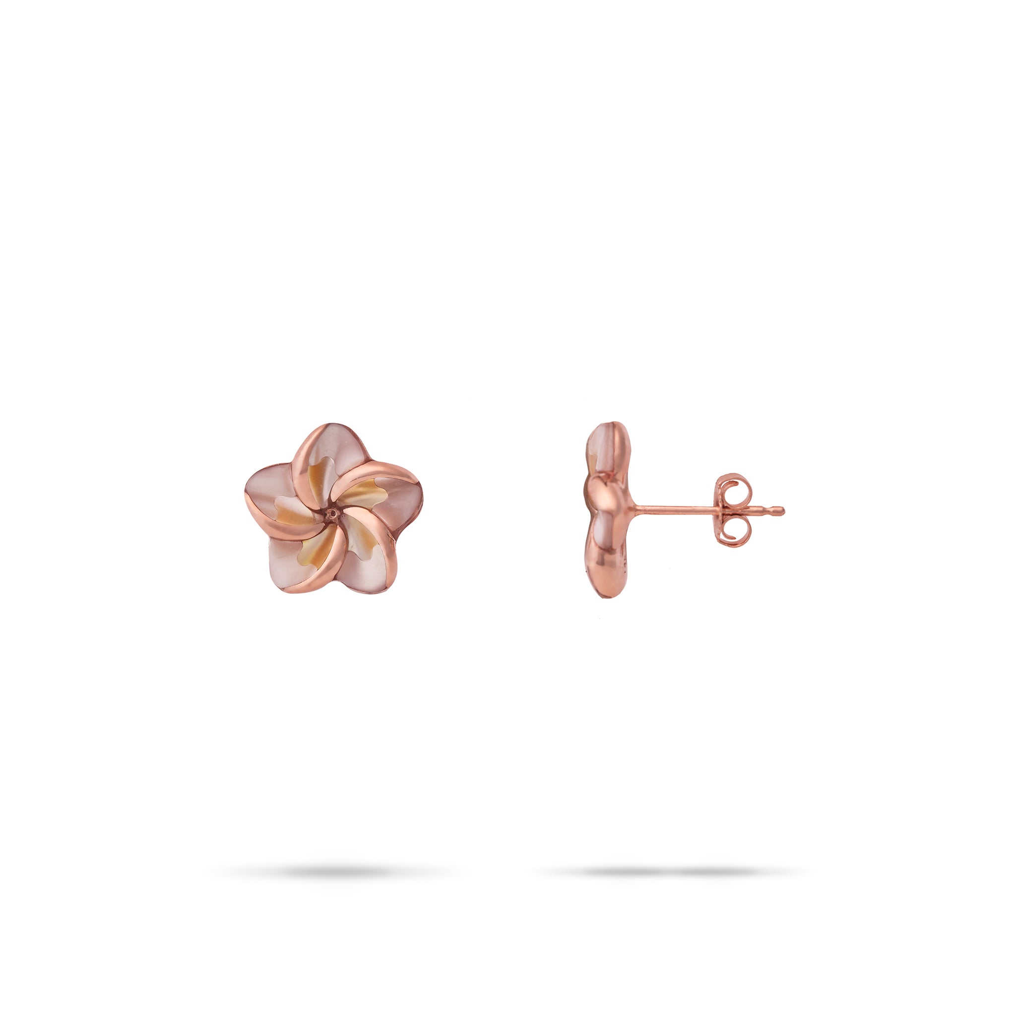 Plumeria Mother of Pearl Earrings in Rose Gold - SKU: 031-00418