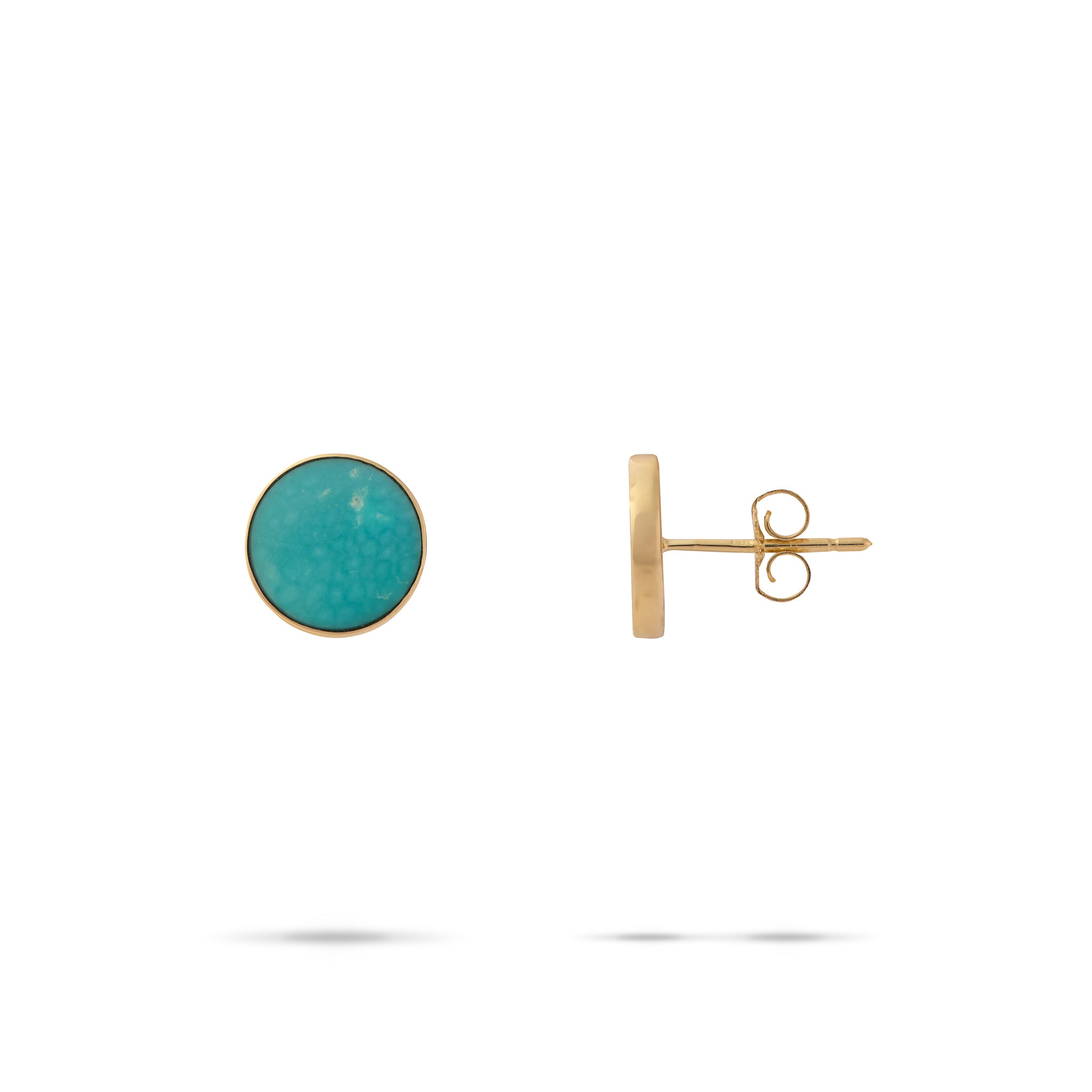 Eclipse Turquoise Earrings in Gold - 9mm