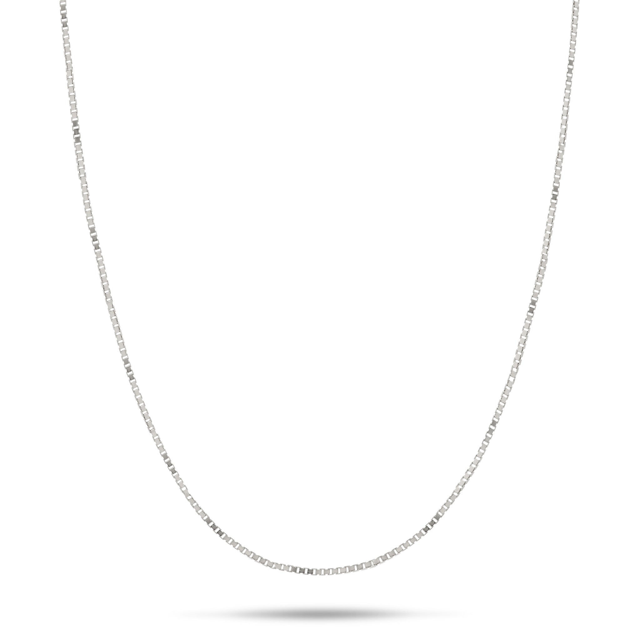 0.6mm Box Chain in 10k White Gold
