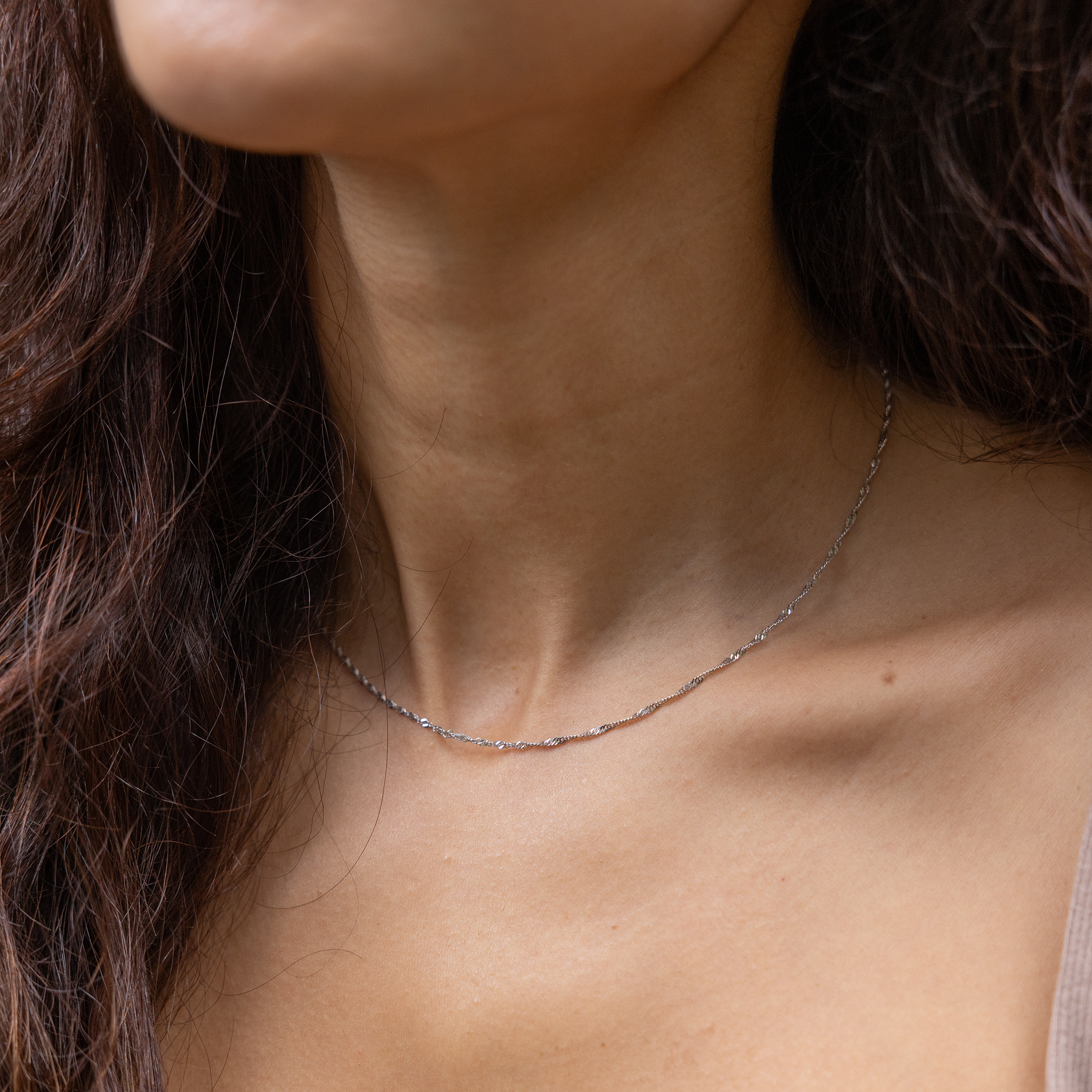 1.5mm Singapore Chain in 10k White Gold