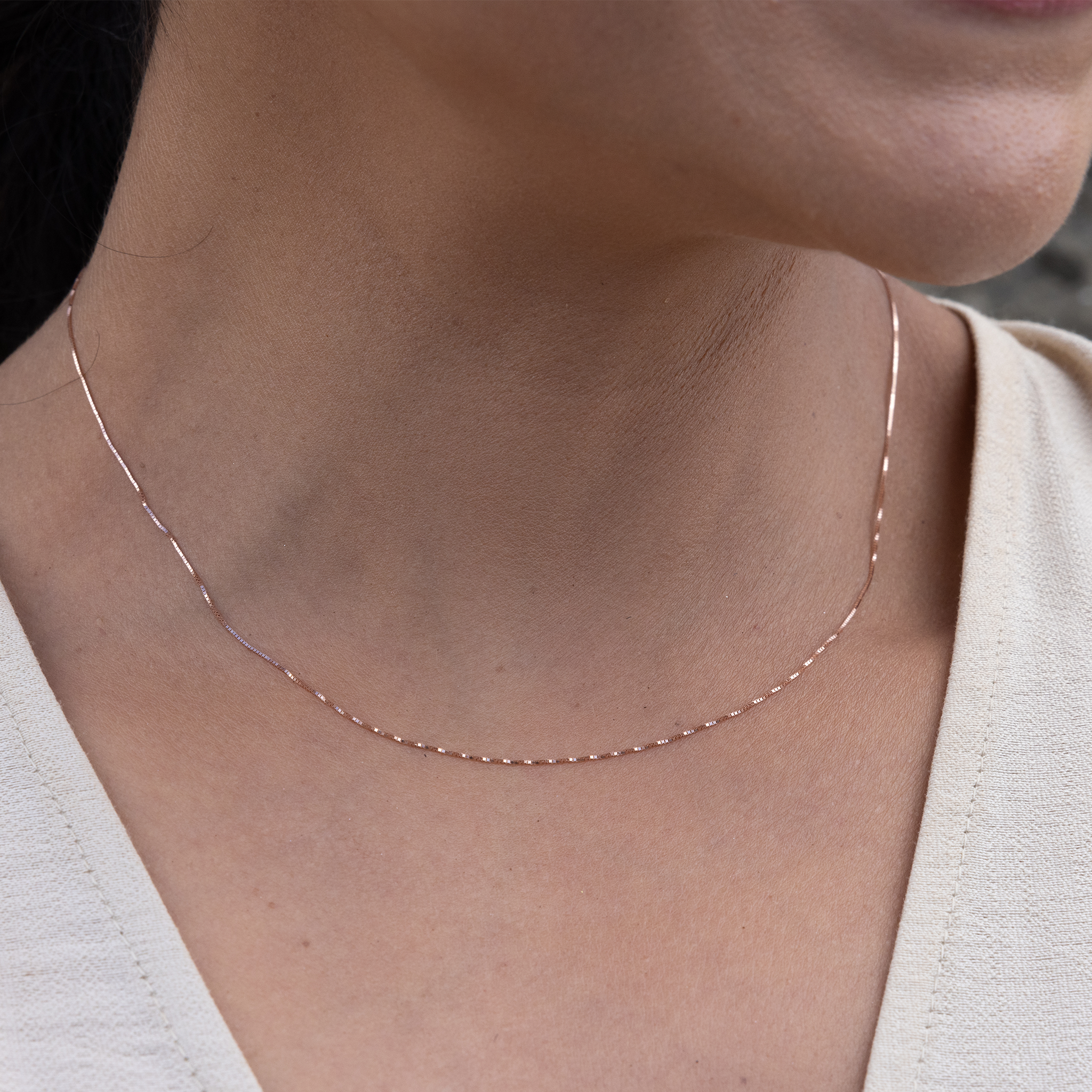 0.45mm Box Chain in 10k Rose Gold