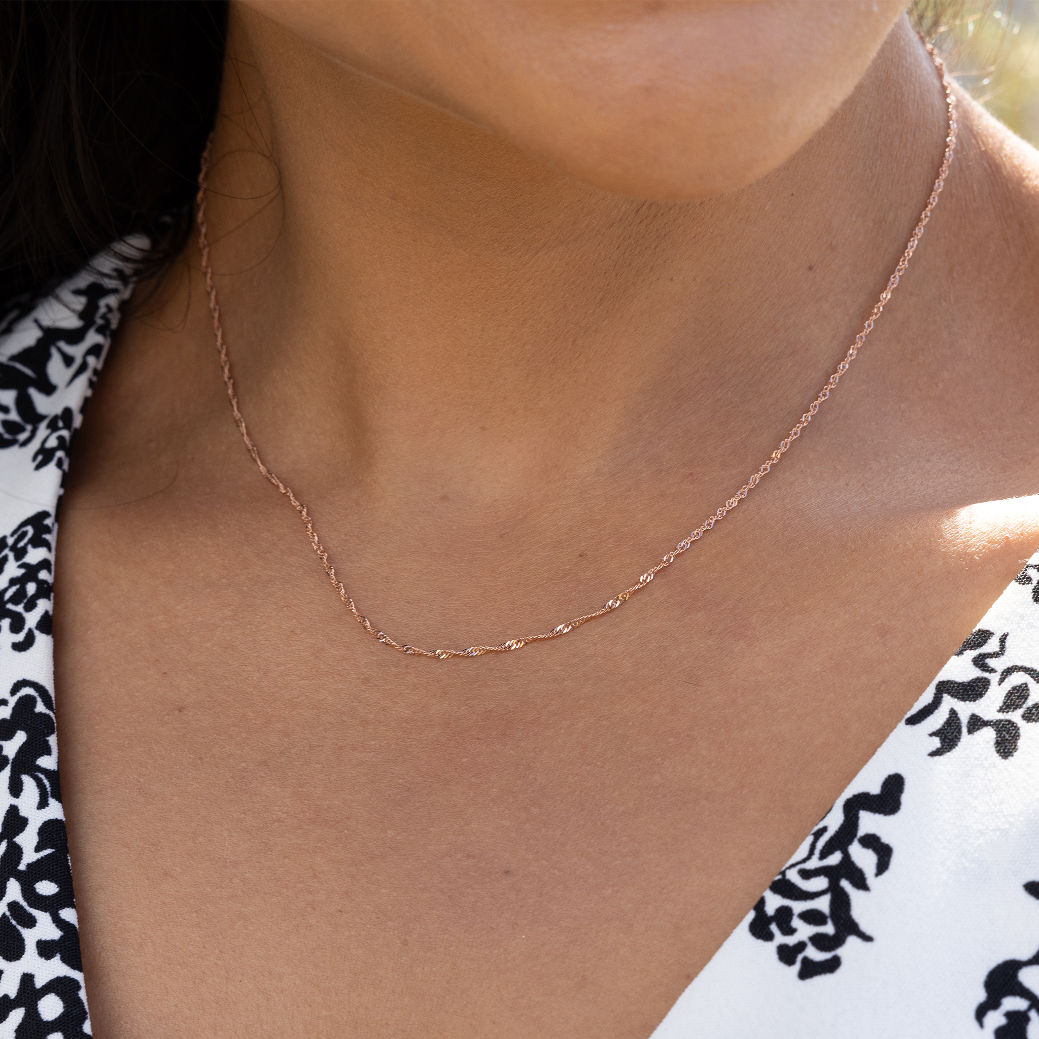 1.0mm Singapore Chain in Rose Gold