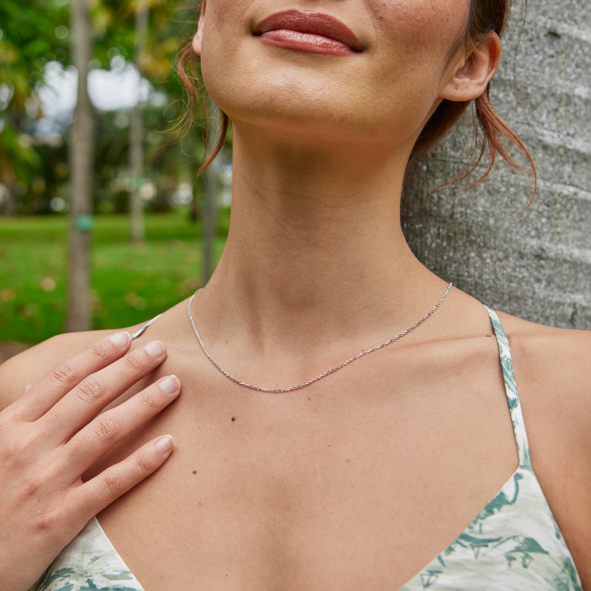 24" Adjustable 1.0mm Cable Chain in White Gold