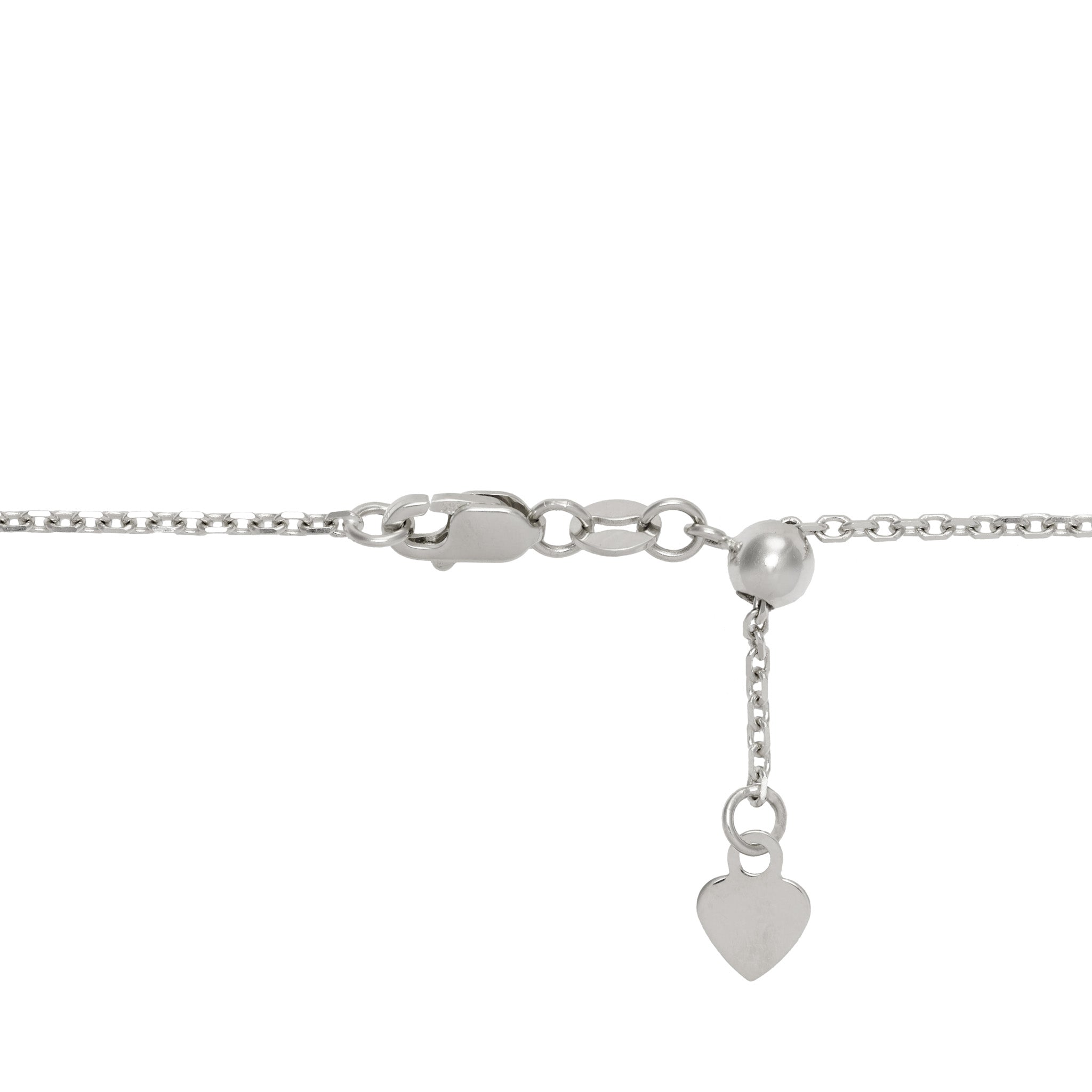 24" Adjustable 1.0mm Cable Chain in 14k White Gold with Lobster Claw Clasp and Adjustable Ball Mechanism