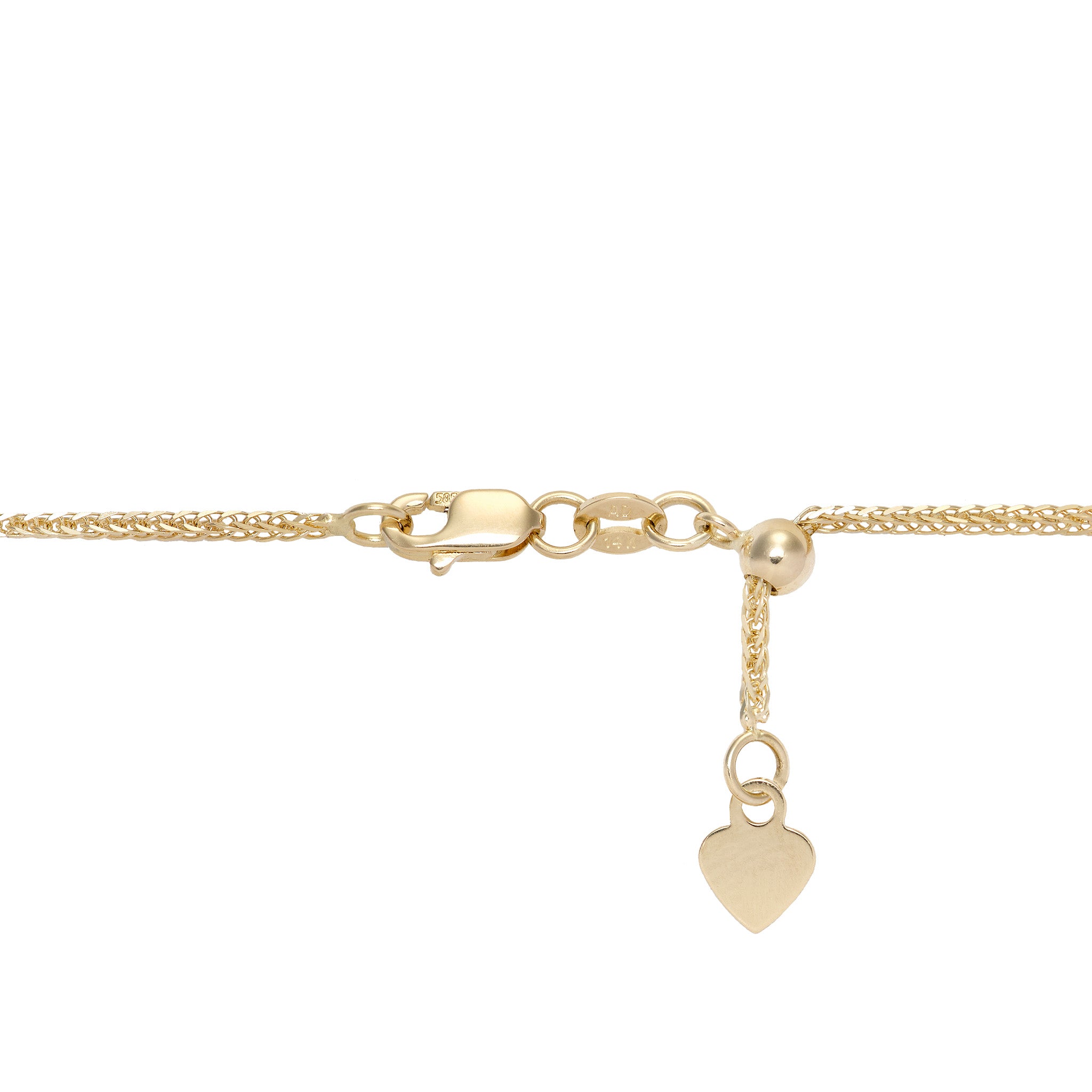 24" Adjustable 1.4mm Espiga Chain in Gold with Lobster Claw Clasp and Adjustable Ball on white background
