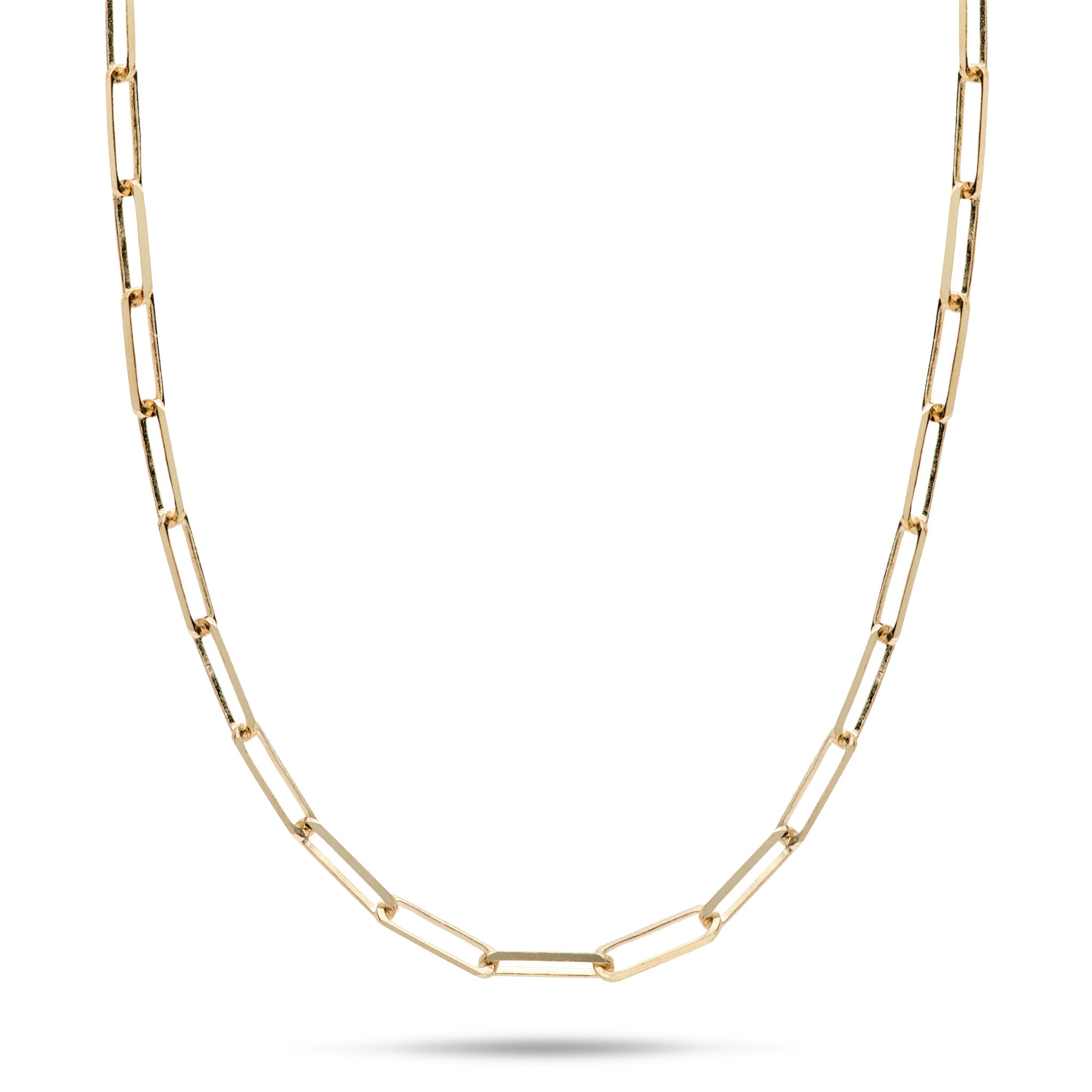 2mm Paperclip Chain in 14k Yellow Gold