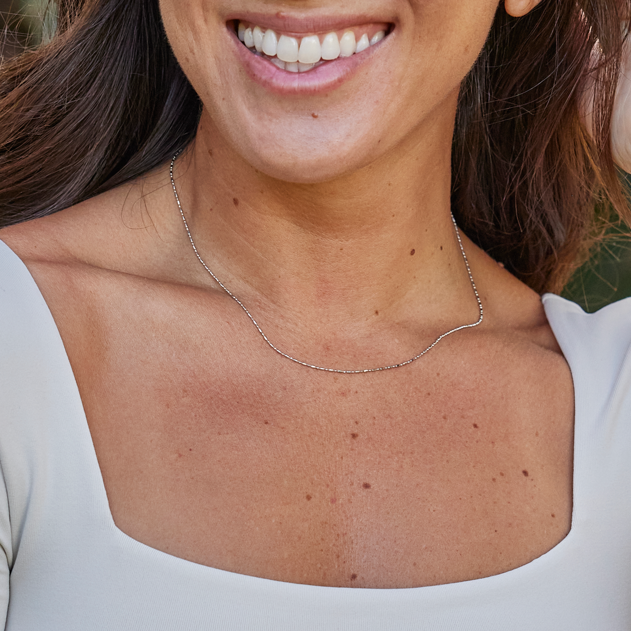 1.0mm Bar Ball Chain in White Gold