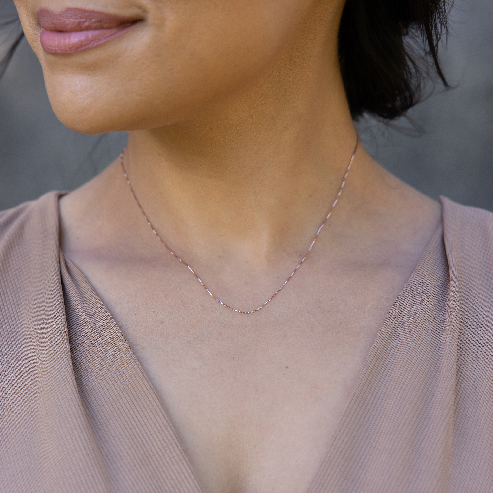 0.6mm Lite Box Chain in Rose Gold