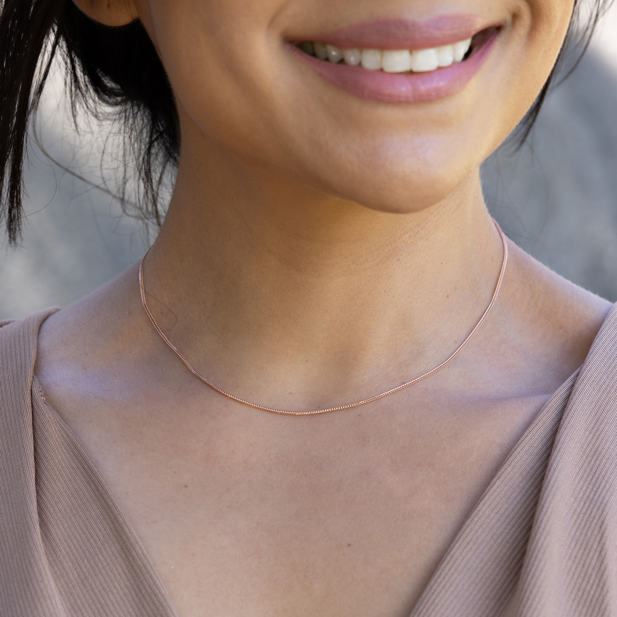 1.2mm Singapore Foxtail Chain in Rose Gold