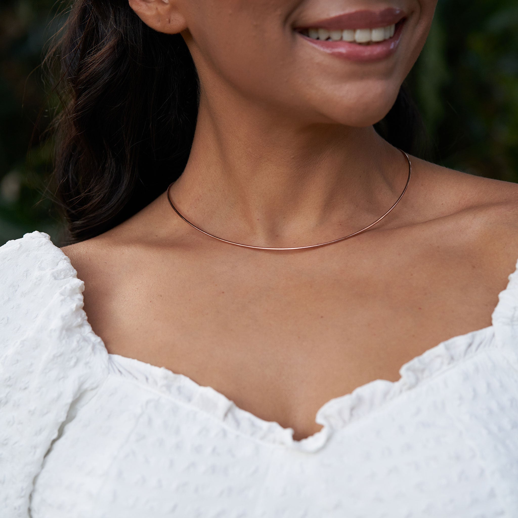 17" 1.5mm Round Omega Chain in Rose Gold