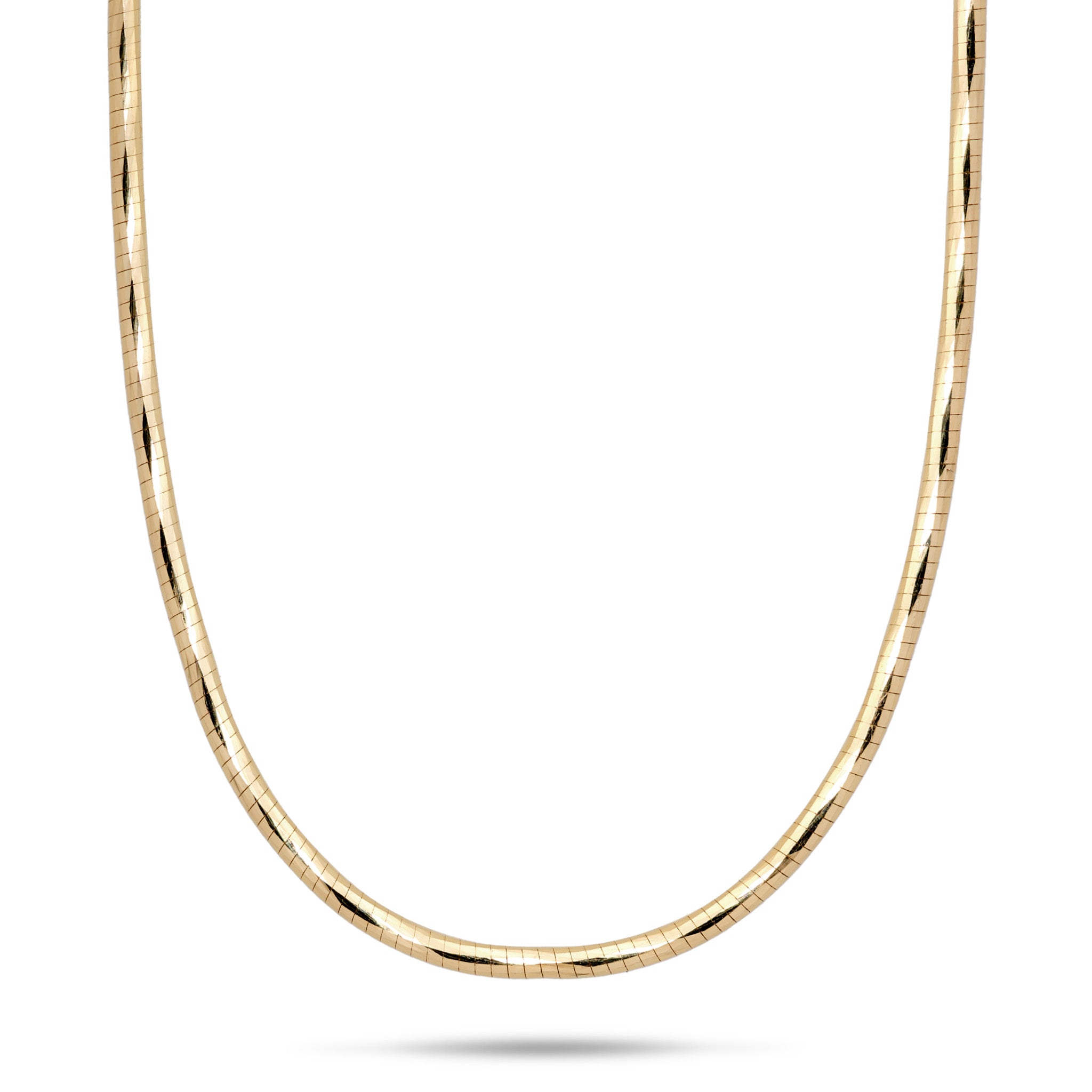 1.5mm Round Omega Chain in 14k Yellow Gold