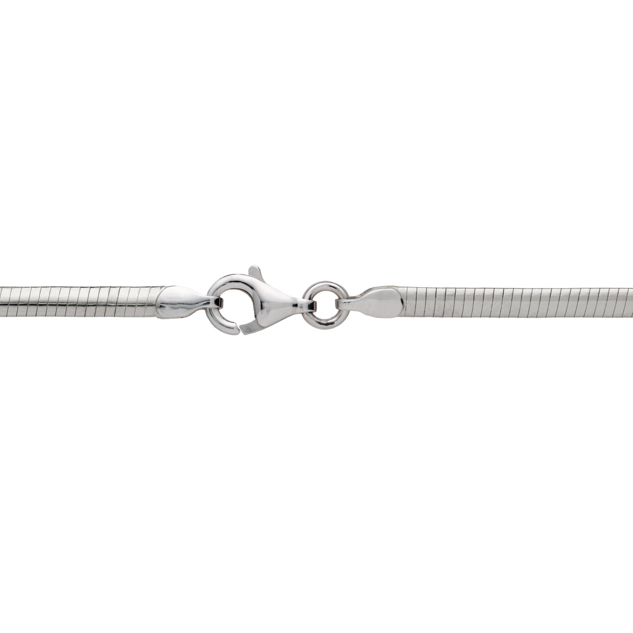 2.5mm Omega Chain in 14k White Gold with Lobster Claw Clasp