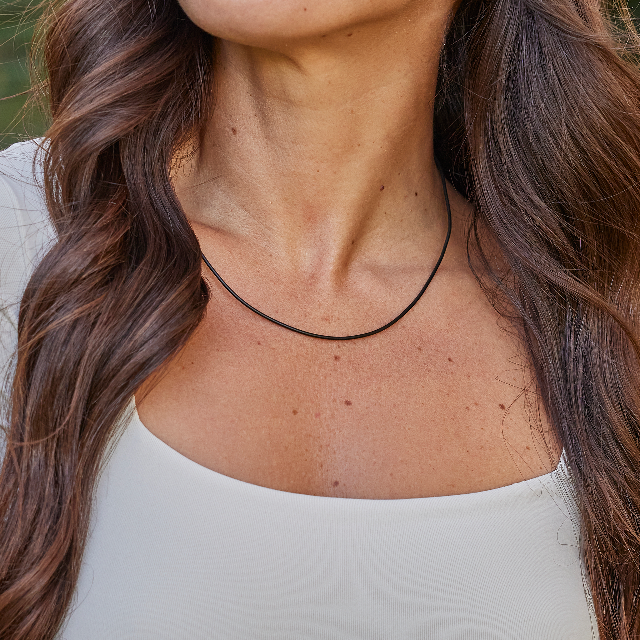 Black Rubber Cord Chain in Sterling Silver