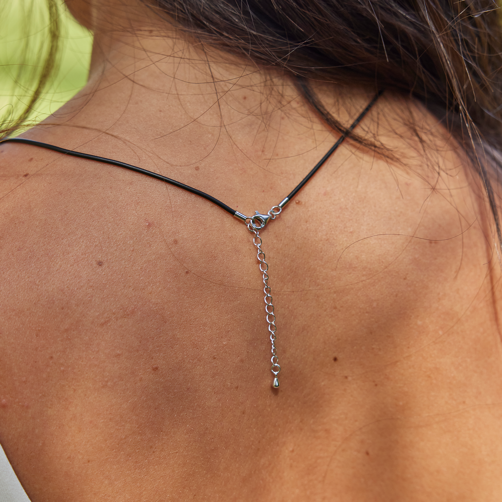 Black Rubber Cord Chain in Sterling Silver