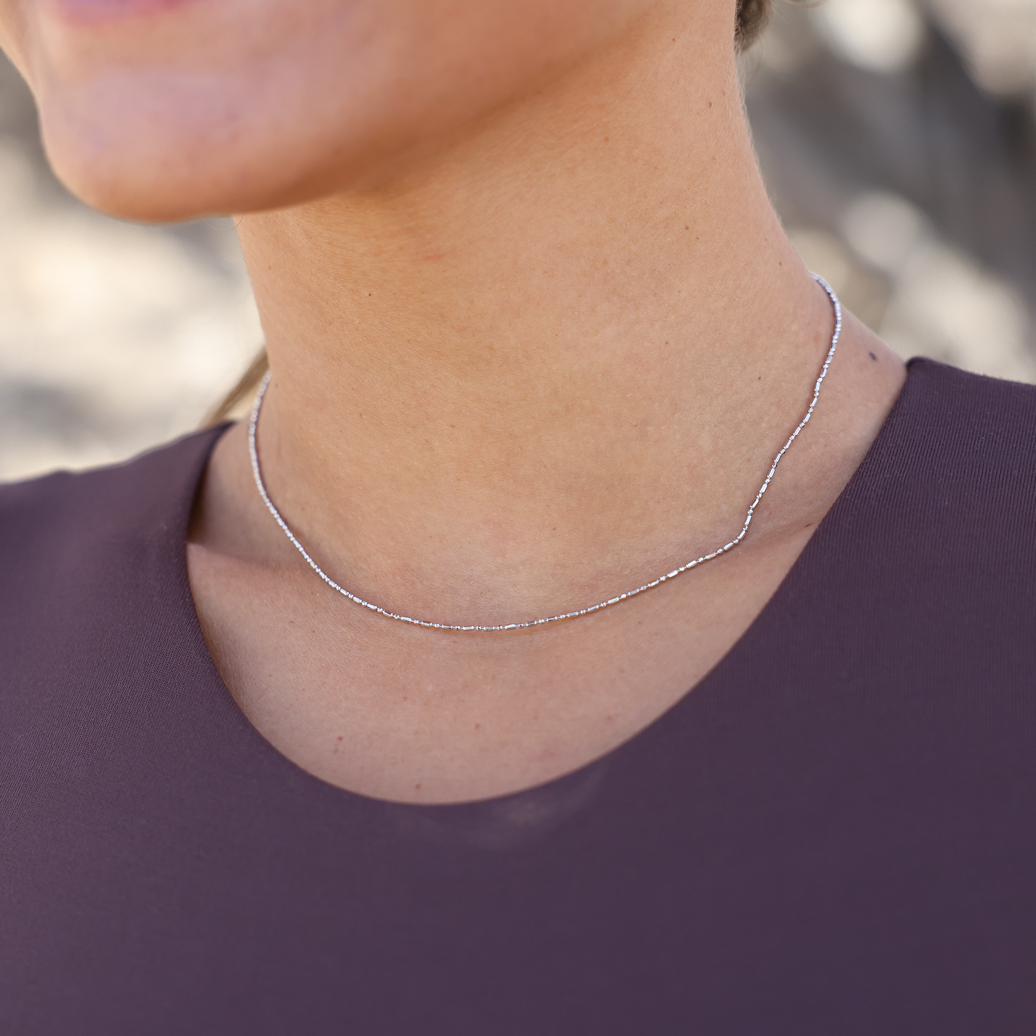 1.0mm Ball Bar Chain in Sterling Silver