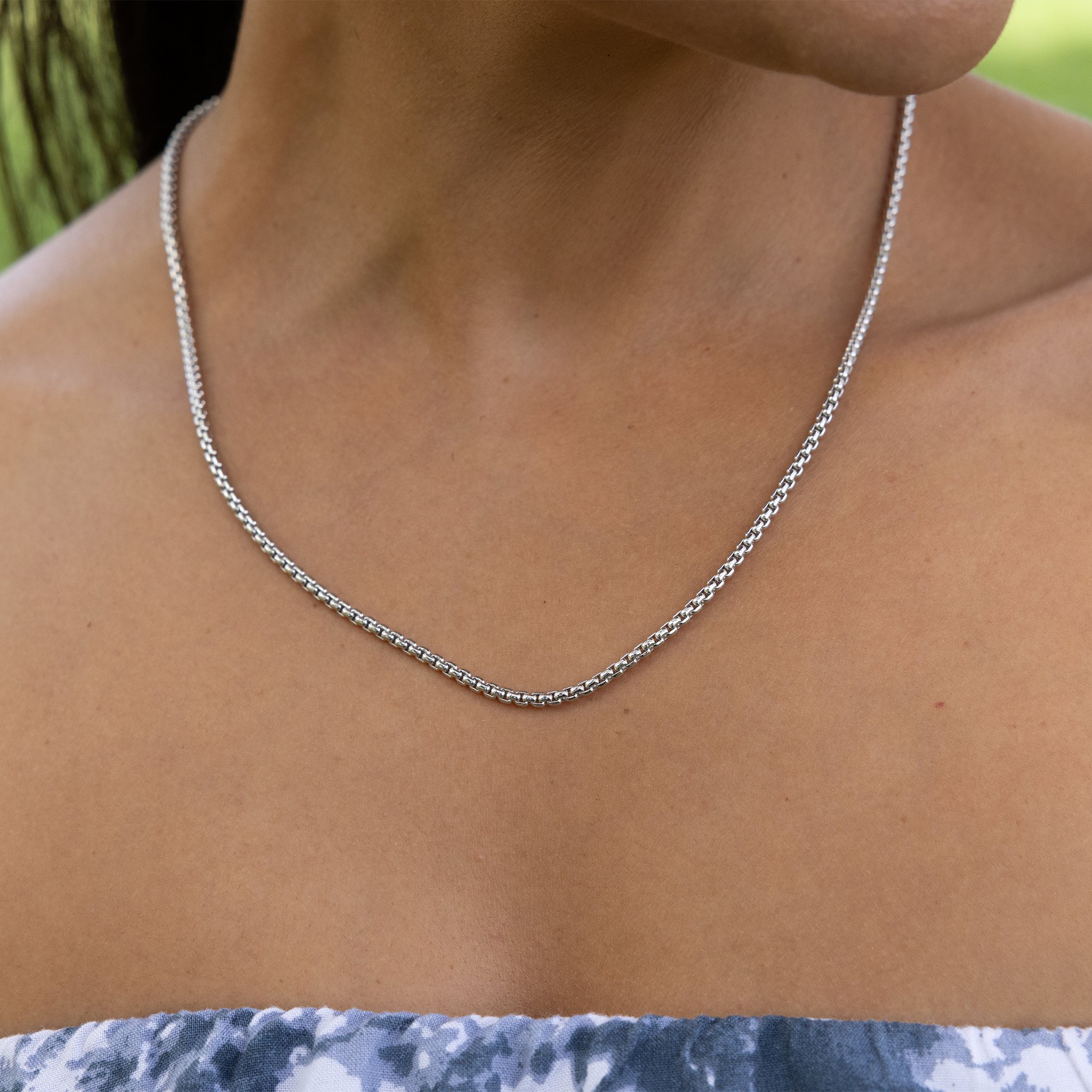 2.5mm Round Box Chain in Sterling Silver