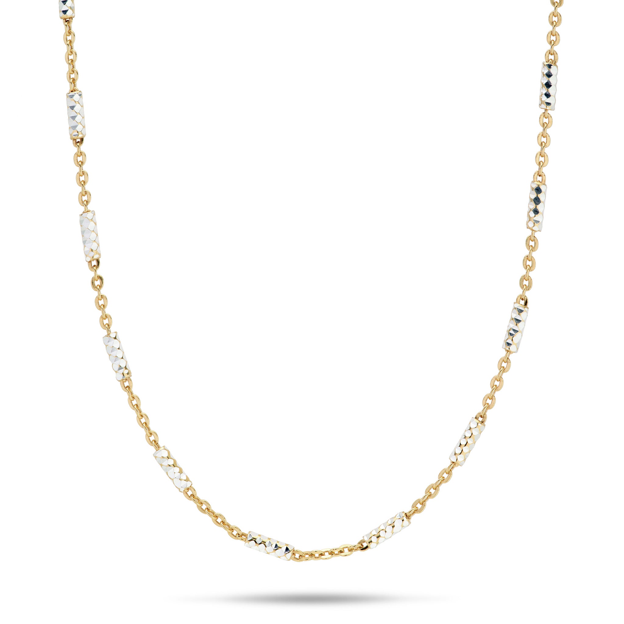 1.0mm Tube Chain in Yellow Gold and Sterling Silver