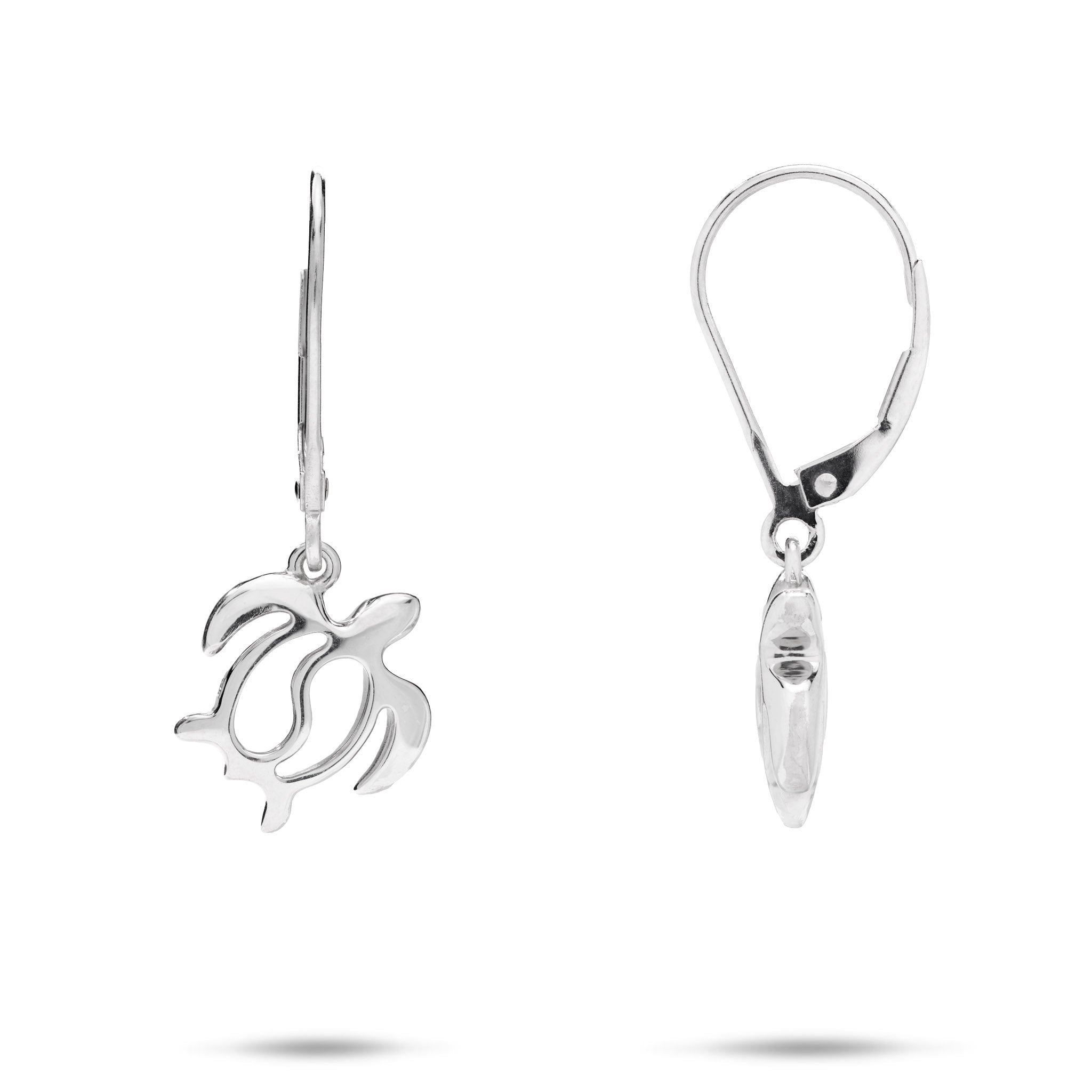 Honu (Sea Turtle) Yin Yang Leverback Earrings in Sterling Silver