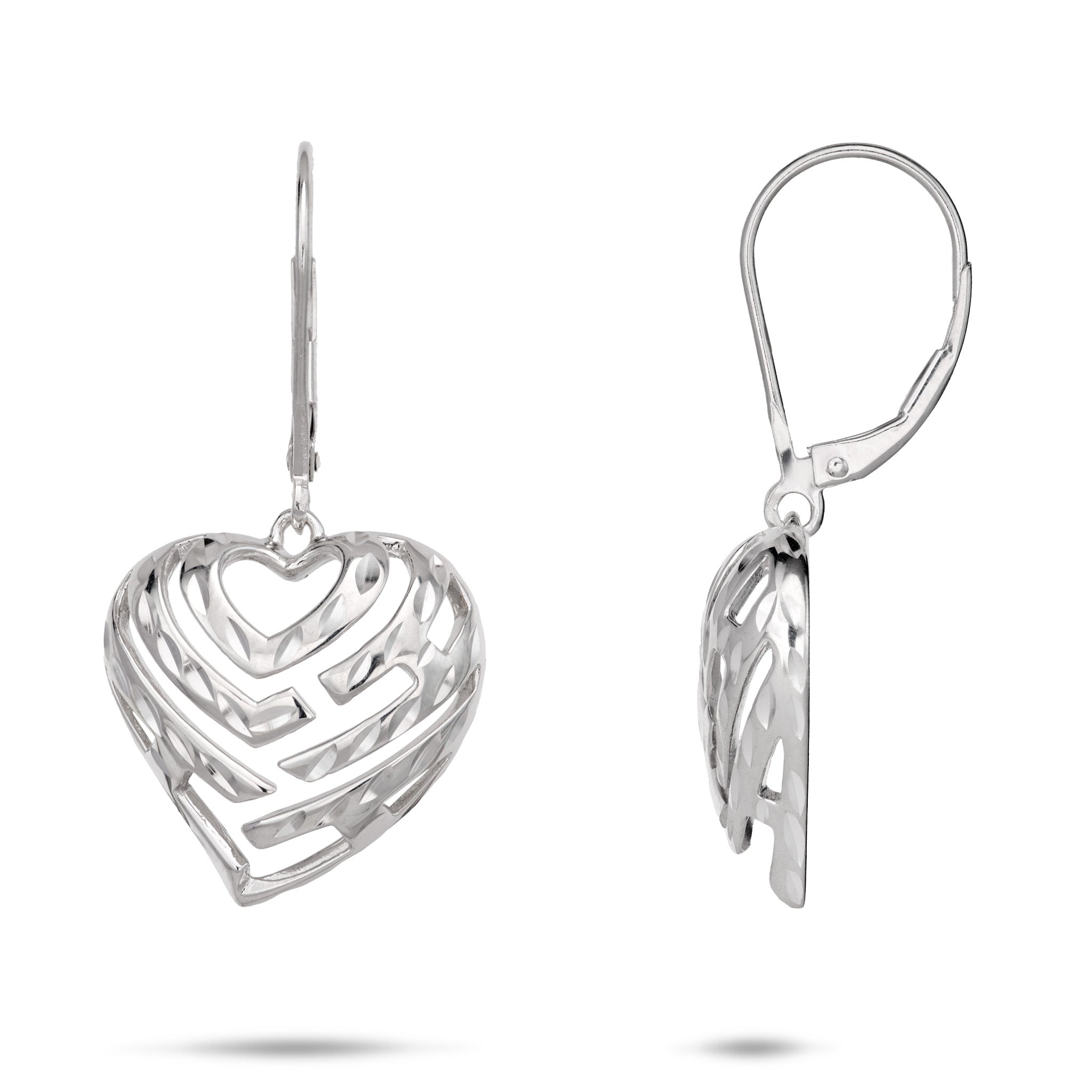 Aloha Heart Earrings in Sterling Silver - 18mm