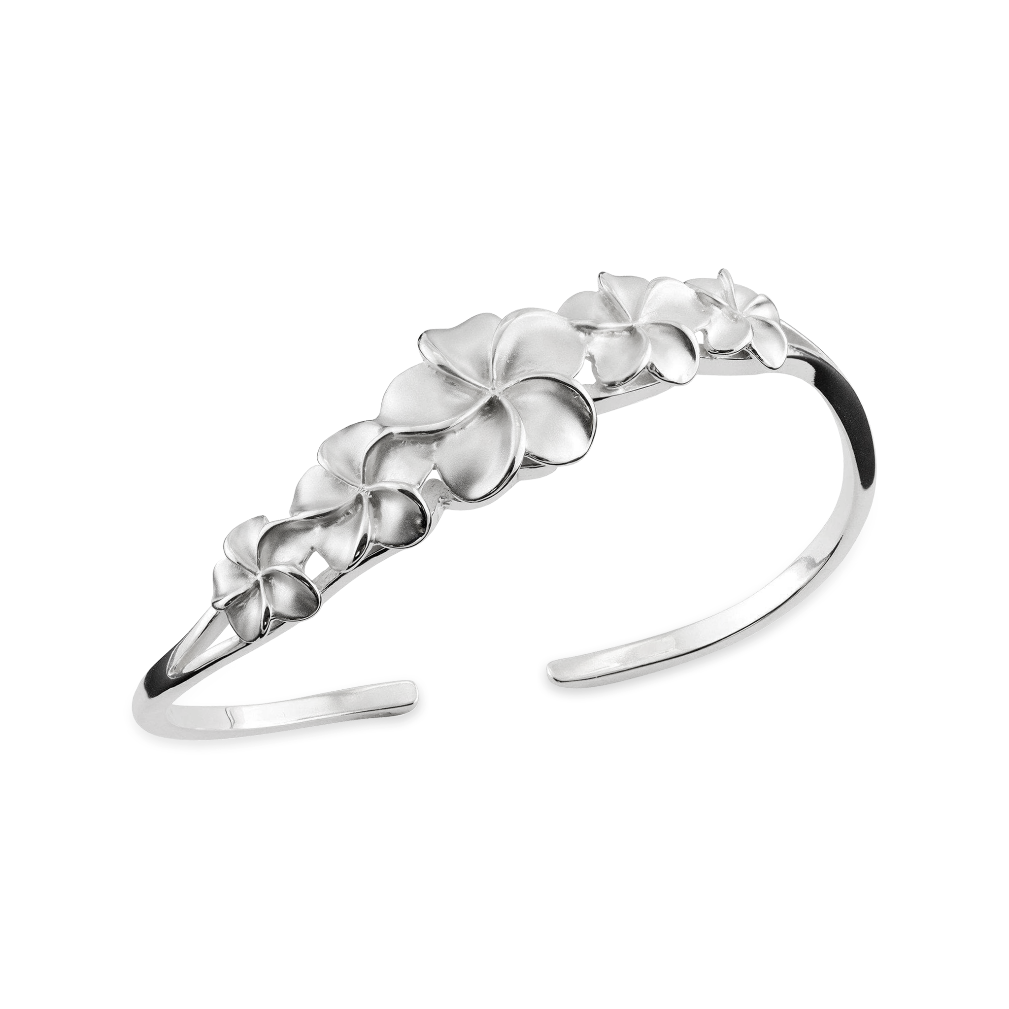 Plumeria Cuff Bracelet in Sterling Silver - 16mm