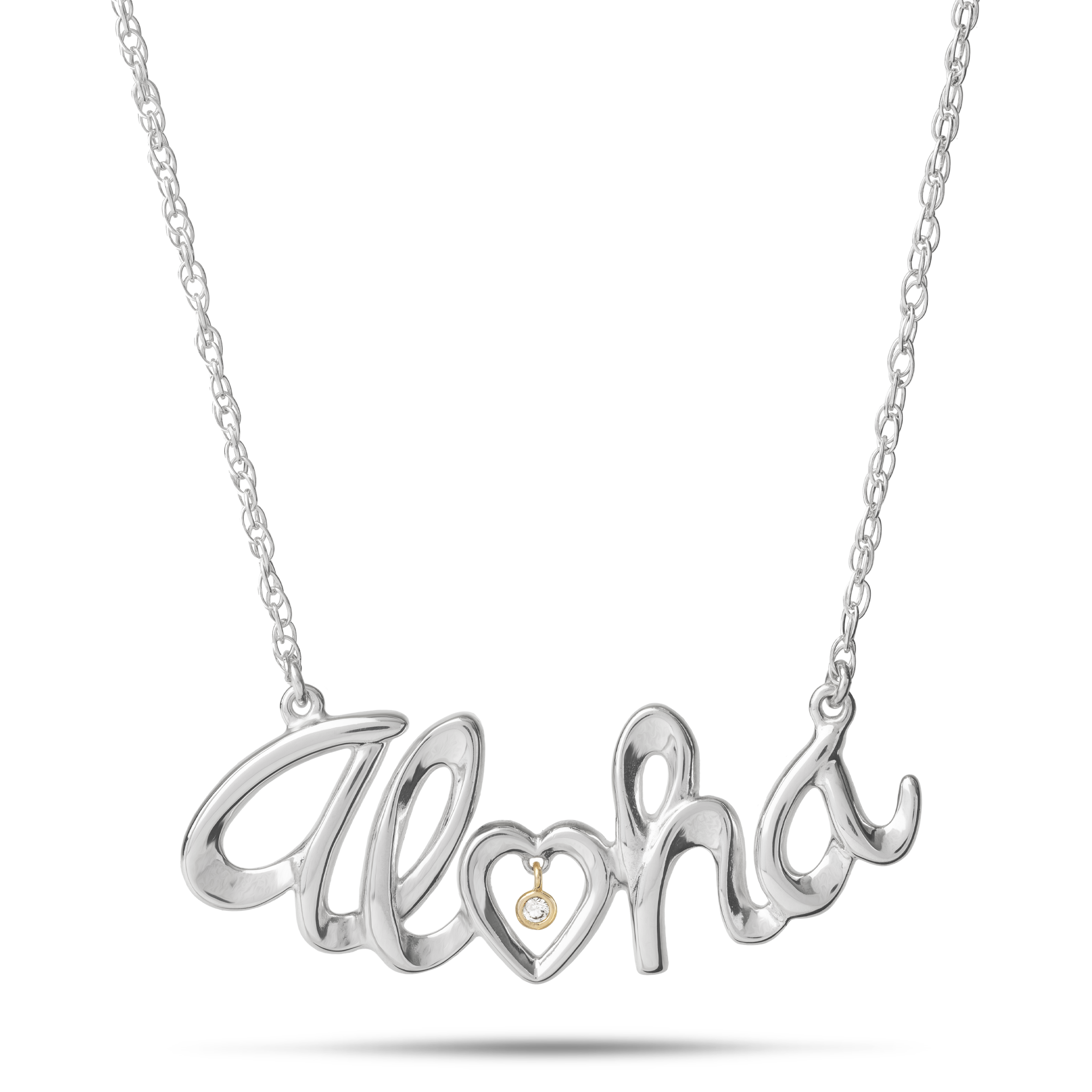 18" Aloha Necklace in Sterling Silver with Diamond