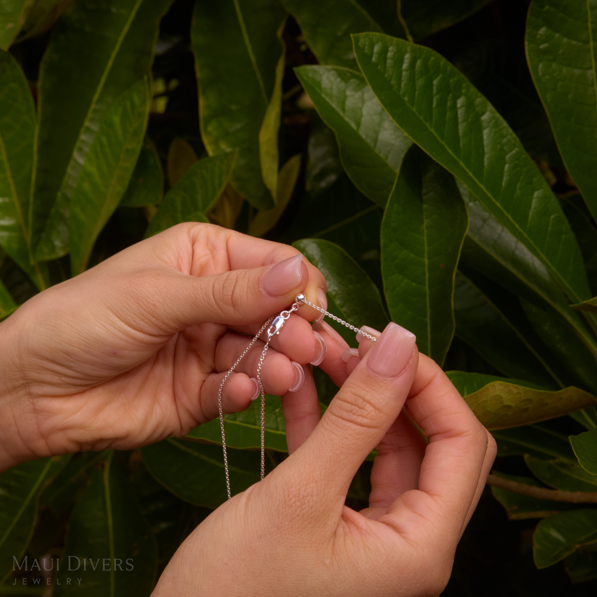 24" Adjustable Plumeria White Sapphire Necklace in Sterling Silver - 20mm