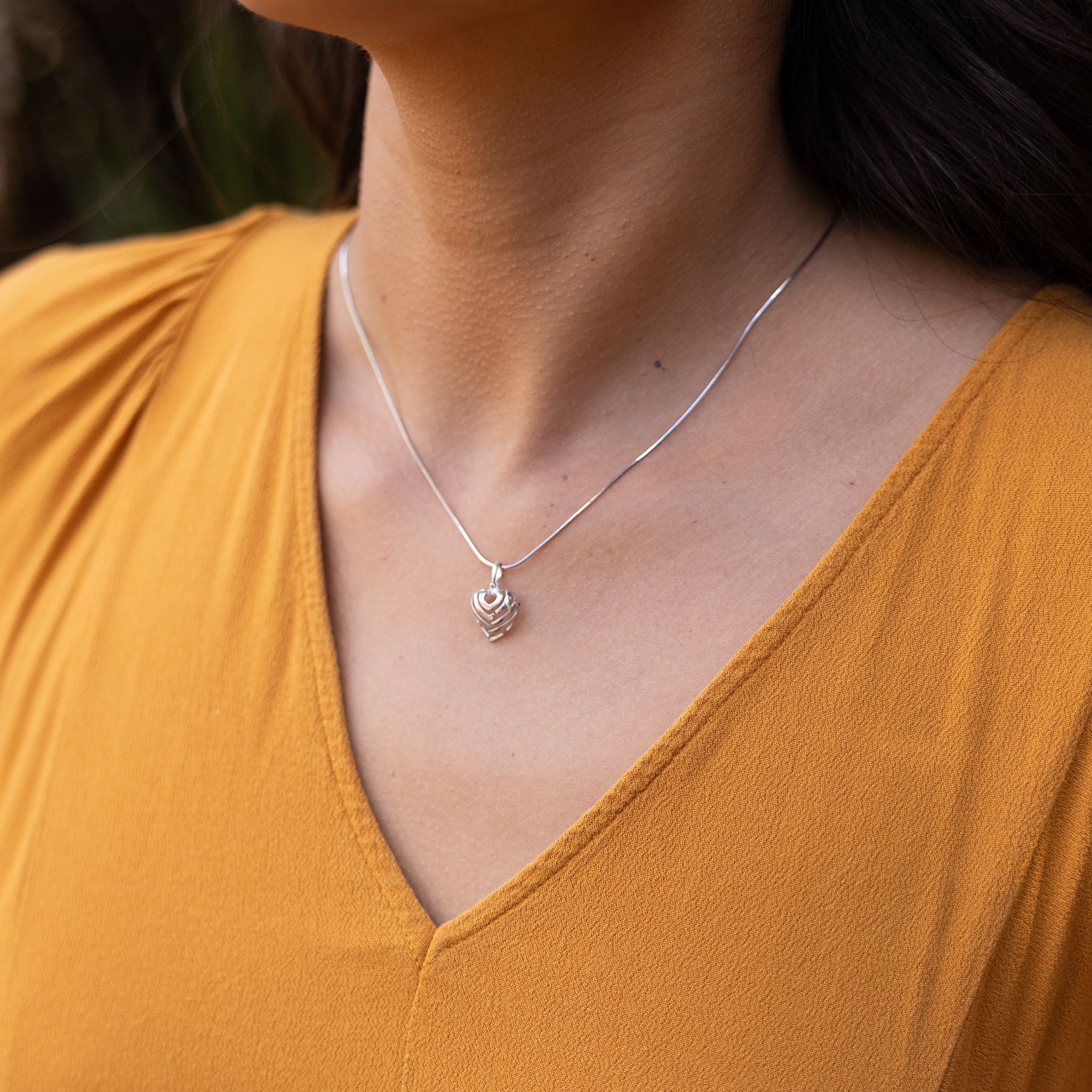 Aloha Heart Charm/Pendant in Sterling Silver - 12mm