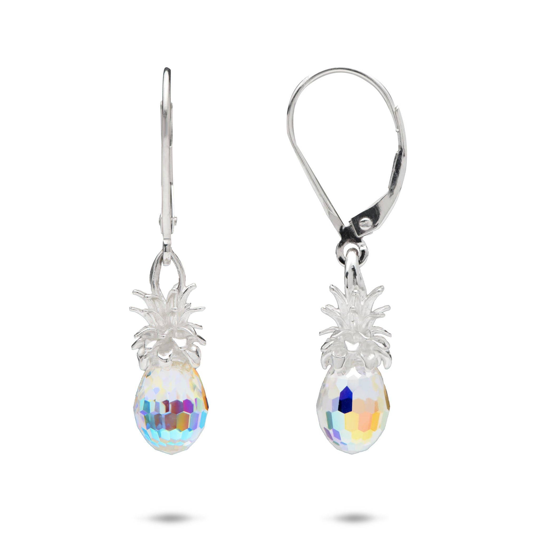 Crystal Pineapple Earrings in Sterling Silver