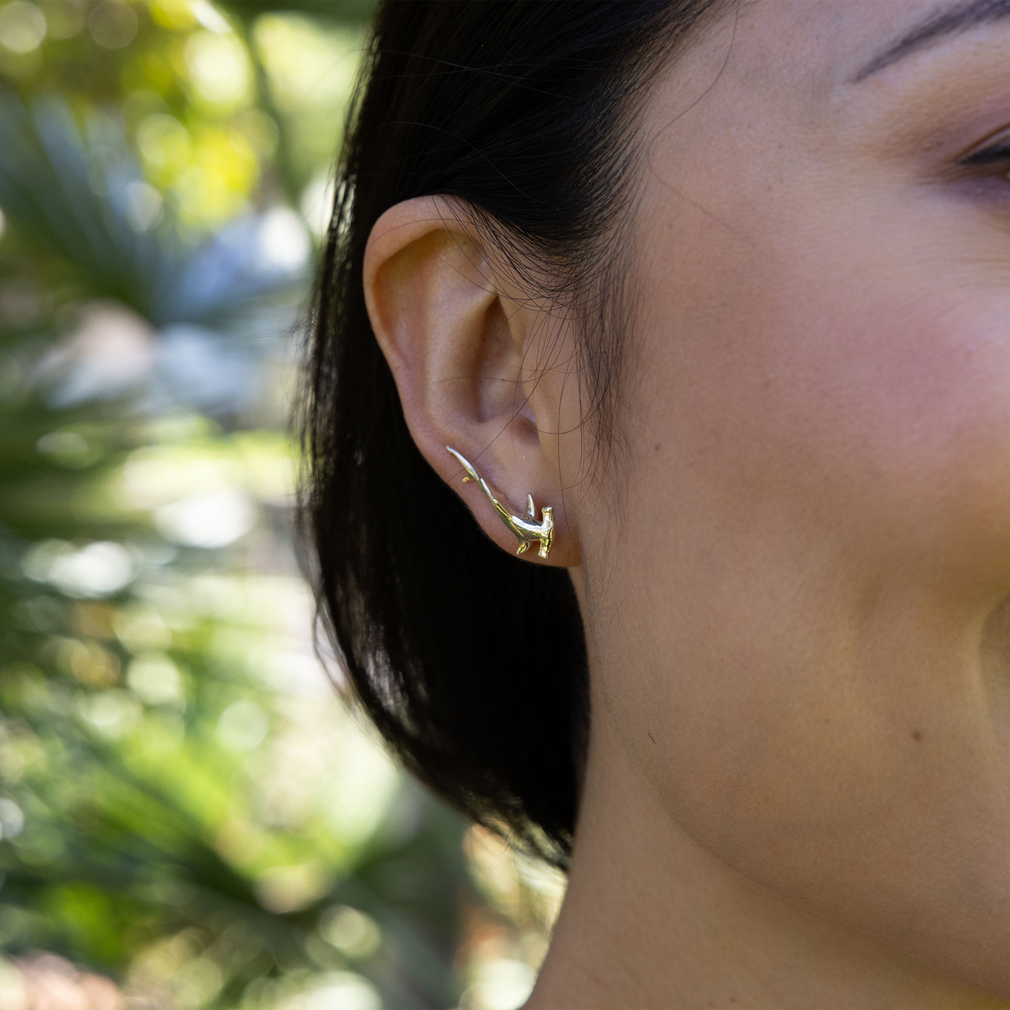 Hammerhead Shark Climber Earrings in Sterling Silver