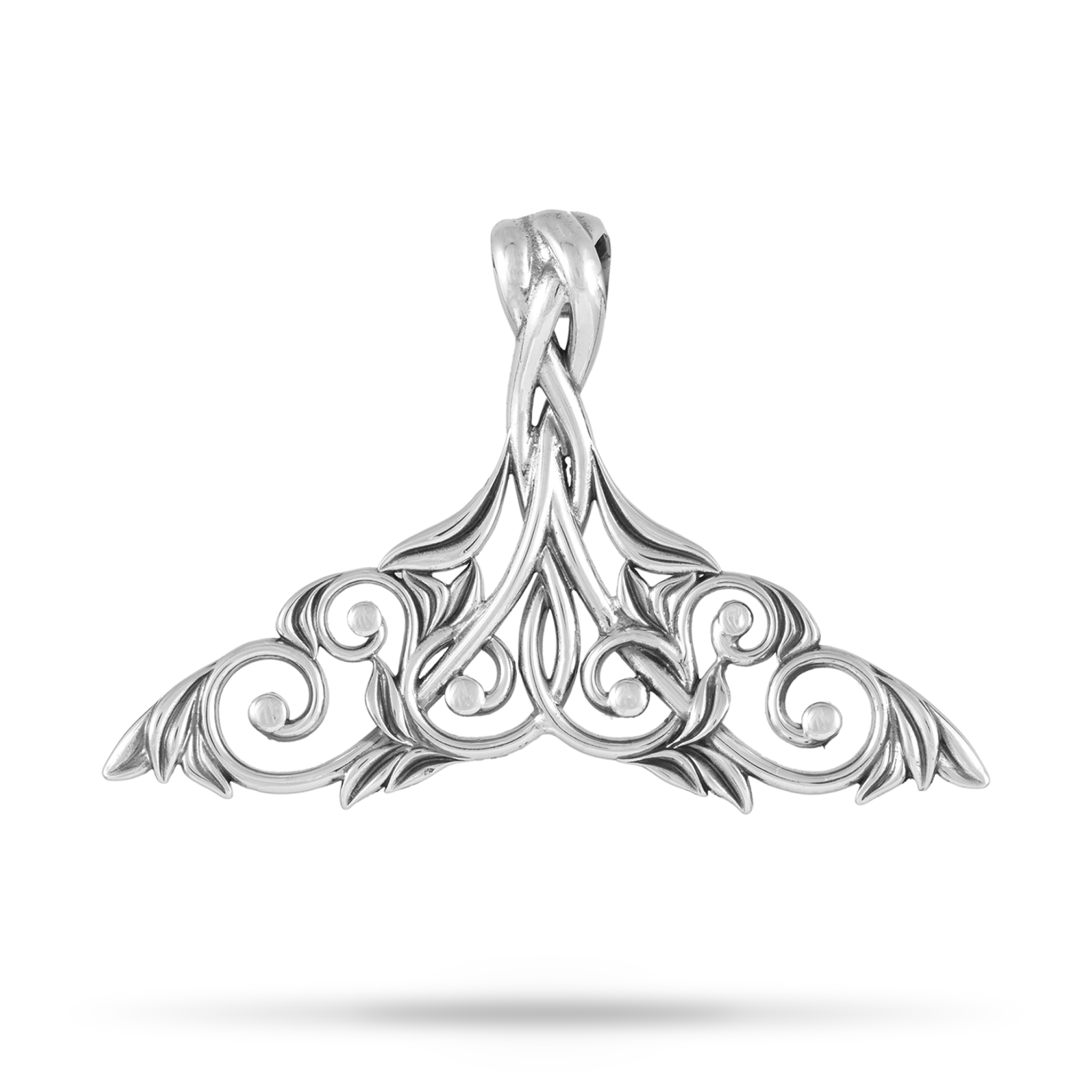 Living Heirloom Whale Tail Pendant in Sterling Silver - 42mm