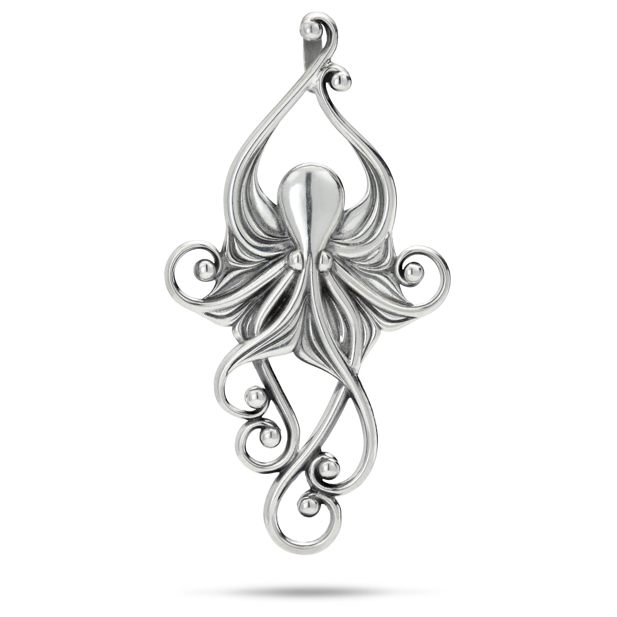 63mm Living Heirloom Octopus Pendant in Sterling Silver on a white background