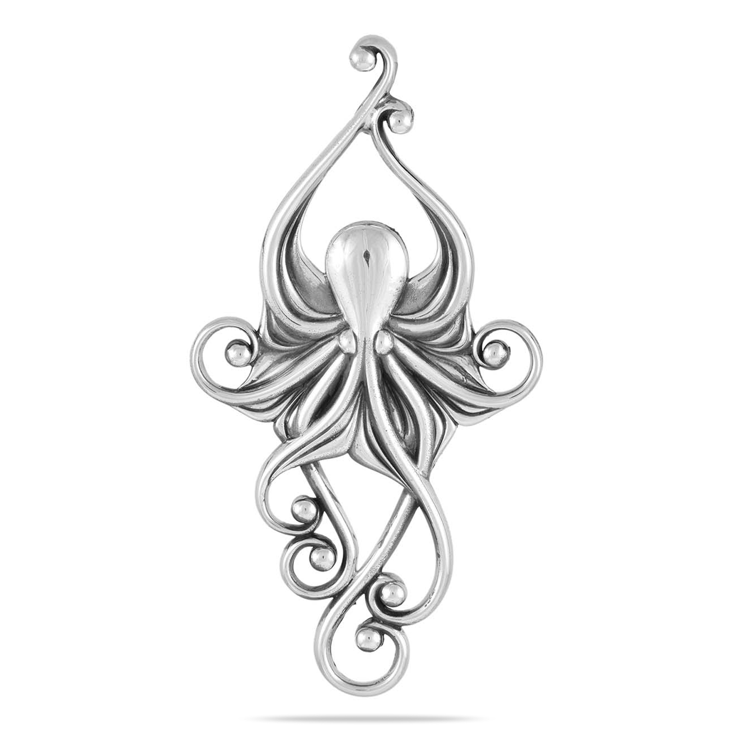 Living Heirloom Octopus Pendant in Sterling Silver - 63mm