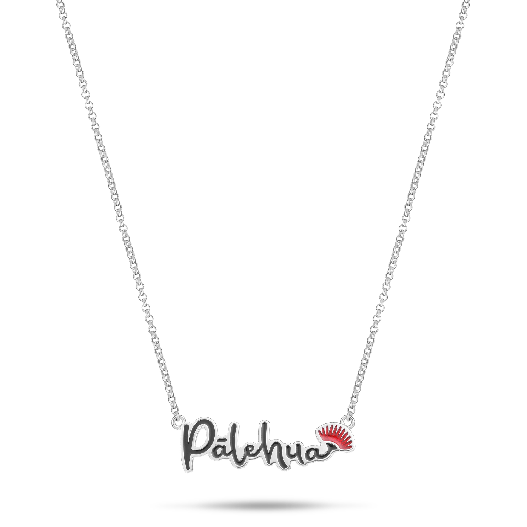 16-18" Adjustable Pālehua Enamel Necklace in Sterling Silver