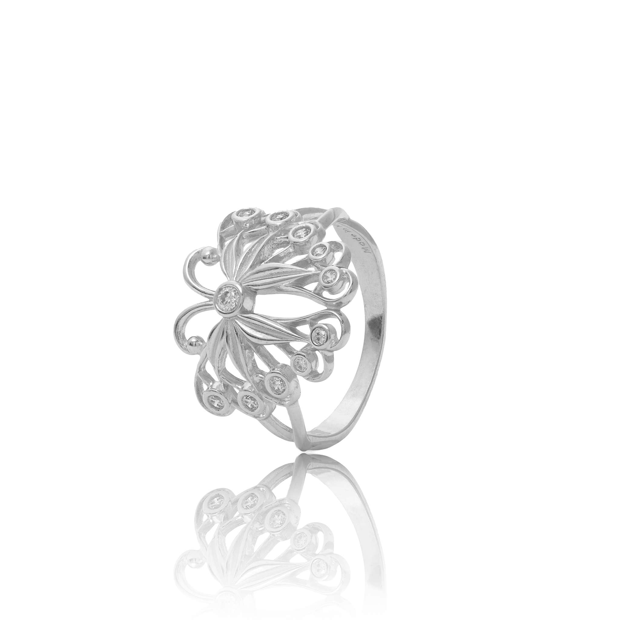 Pulelehua (Butterfly) Ring in Sterling Silver with Cubic Ziconia - 9-10mm