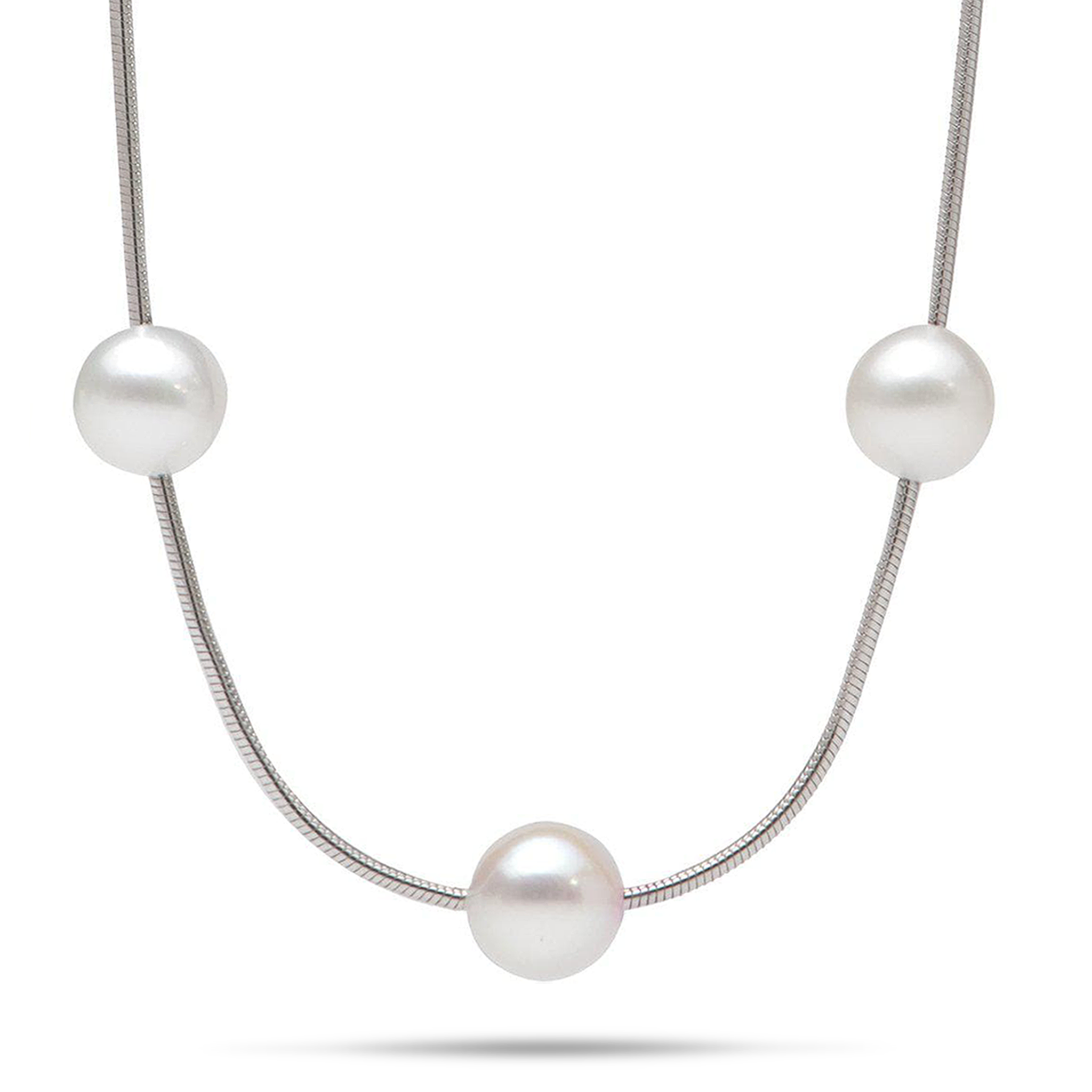 18" Freshwater Pearl Necklace in Sterling Silver (Assorted Colors) - 7-8mm