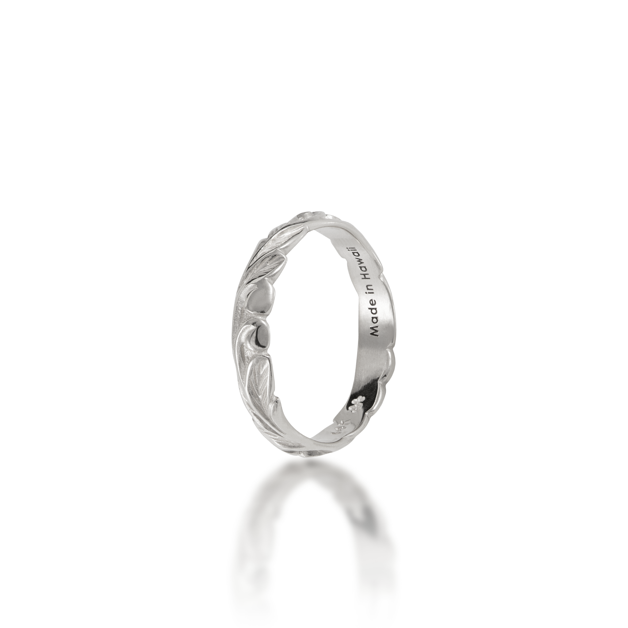 Hawaiian Heirloom Old English Scroll Ring in White Gold - 3mm