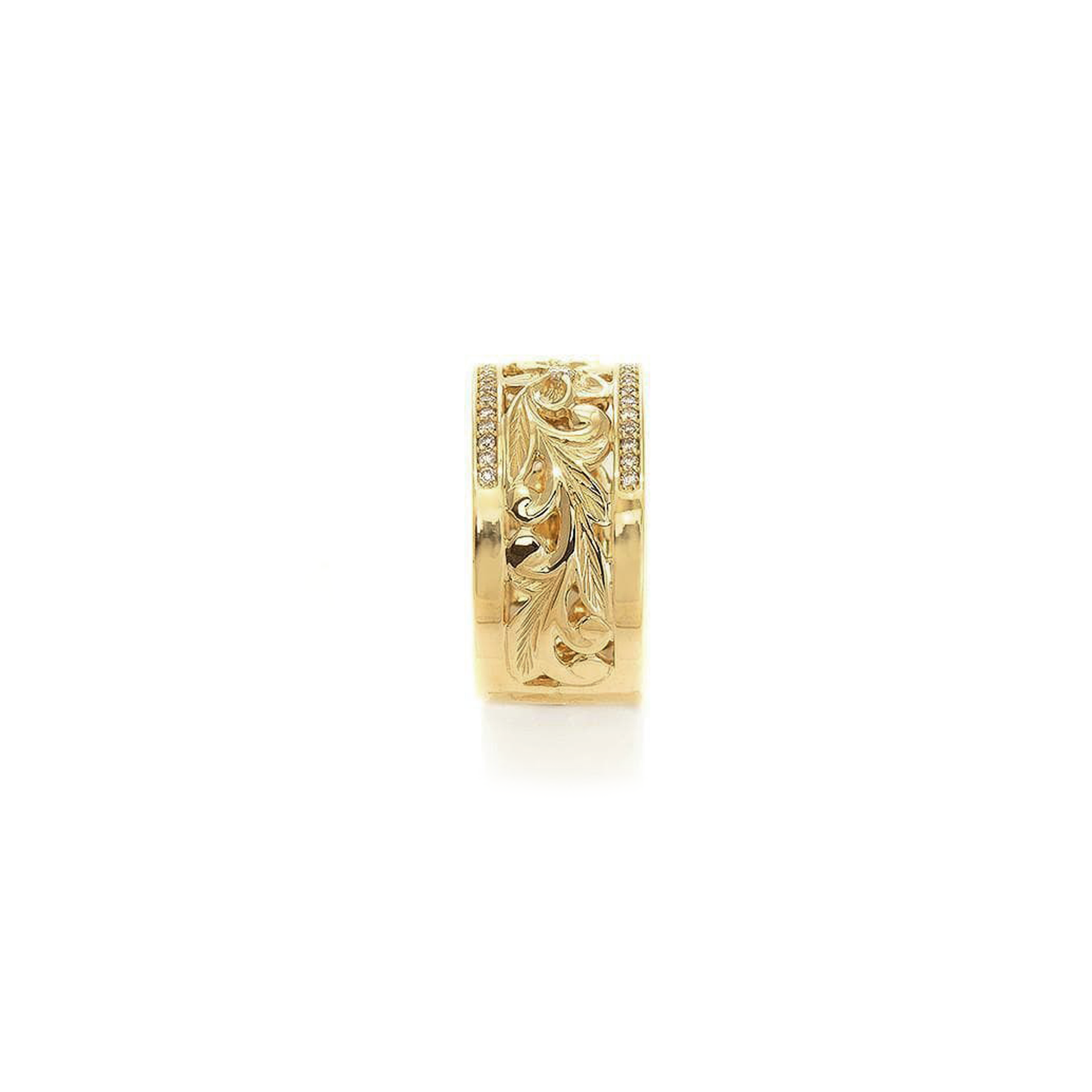 Hawaiian Heirloom Plumeria Ring in Gold with Diamonds - 10mm