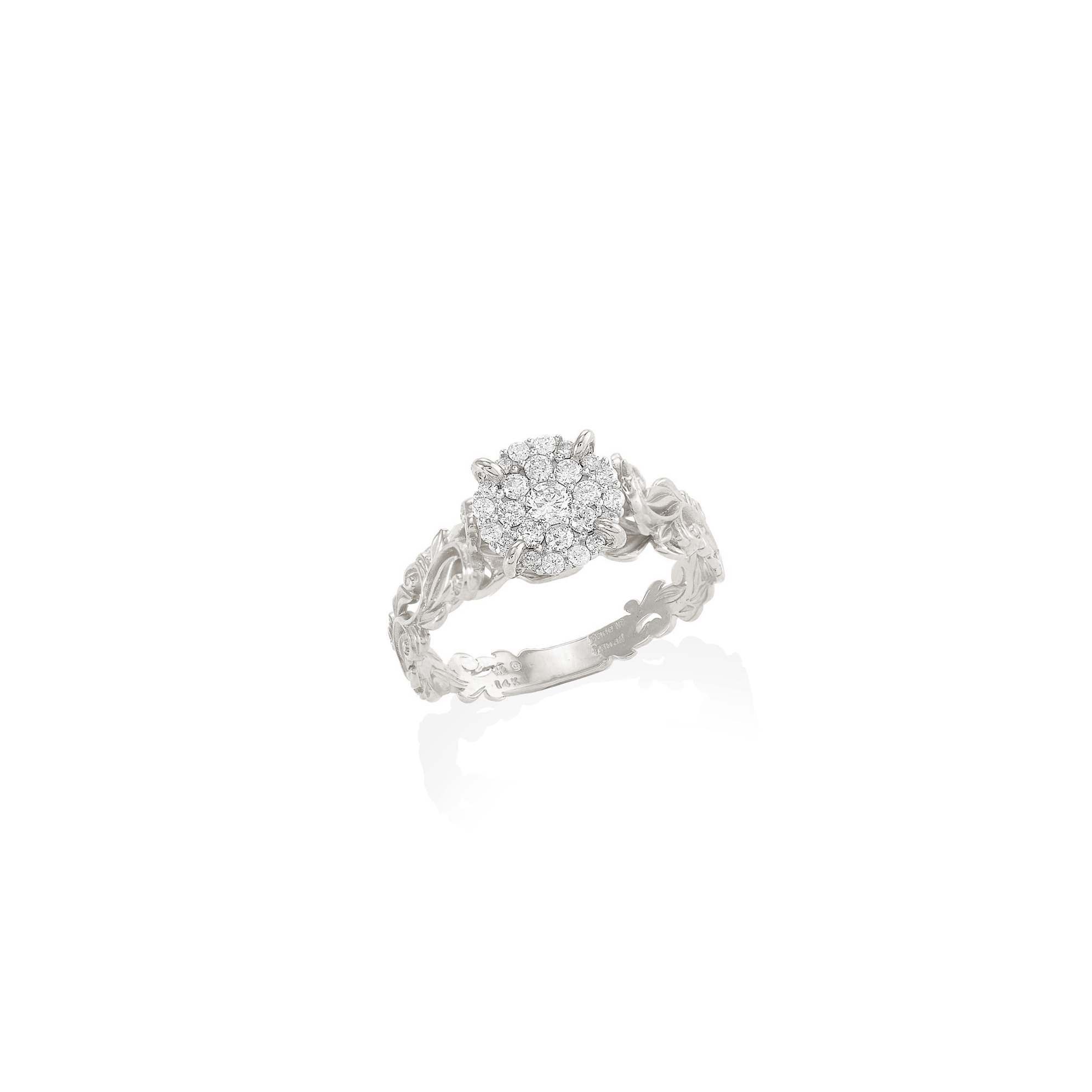 Living Heirloom Engagement Ring in White Gold with Diamonds
