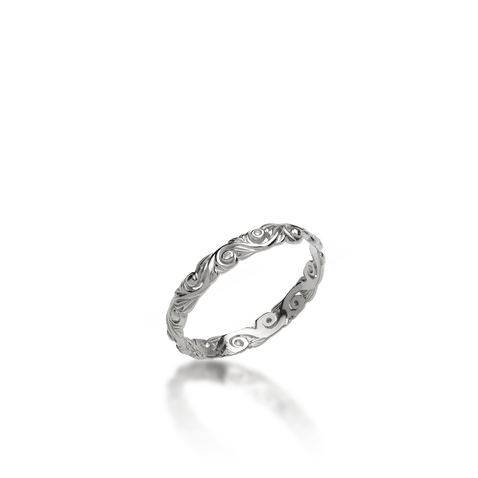 Living Heirloom Ring in White Gold with Diamonds - 3mm