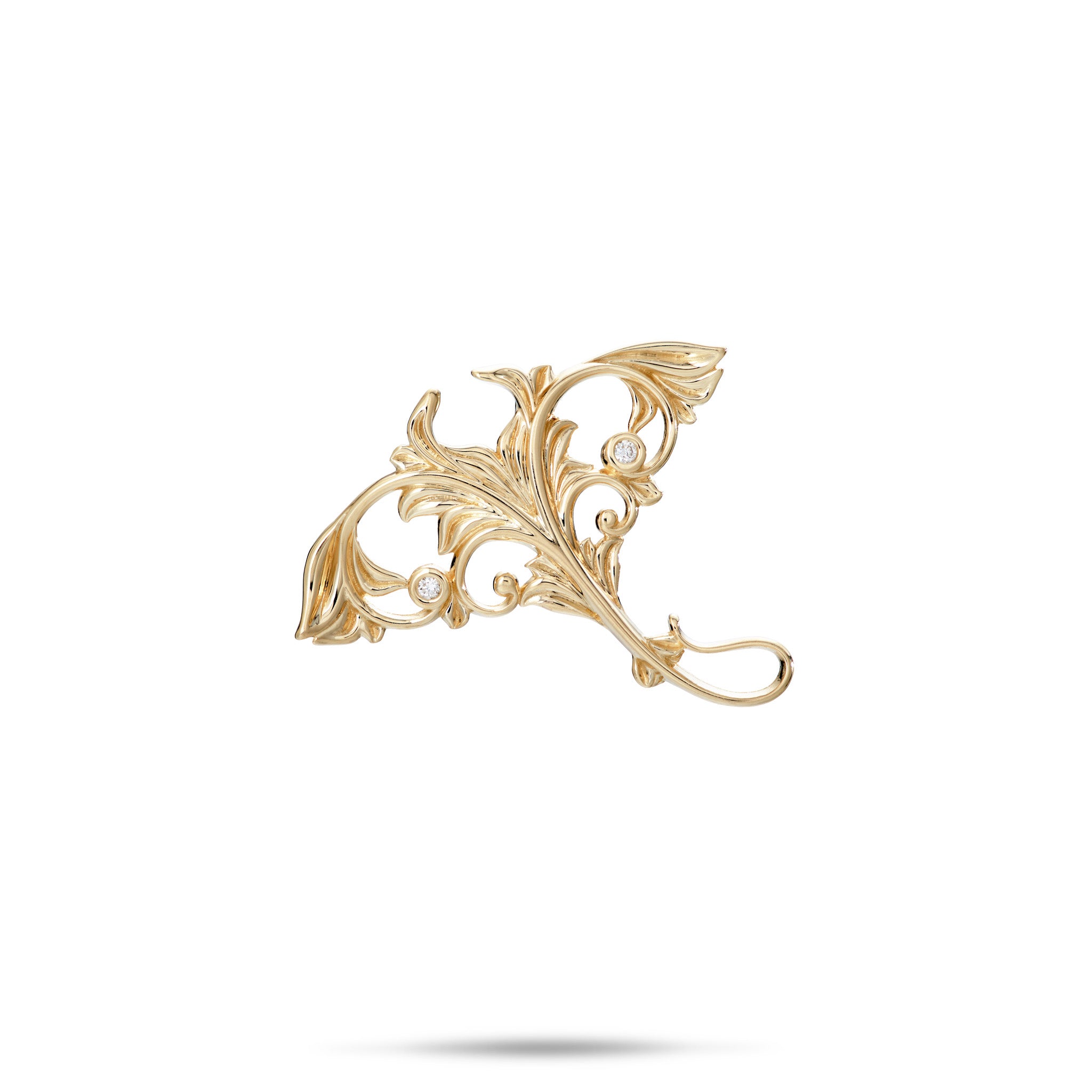 Living Heirloom Manta Ray Pendant in Gold with Diamonds - 18mm