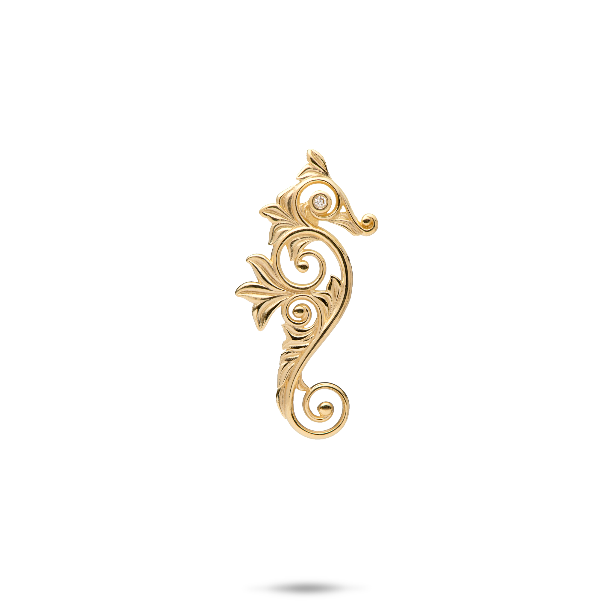 Living Heirloom Seahorse Pendant in Gold with Diamonds - 25mm
