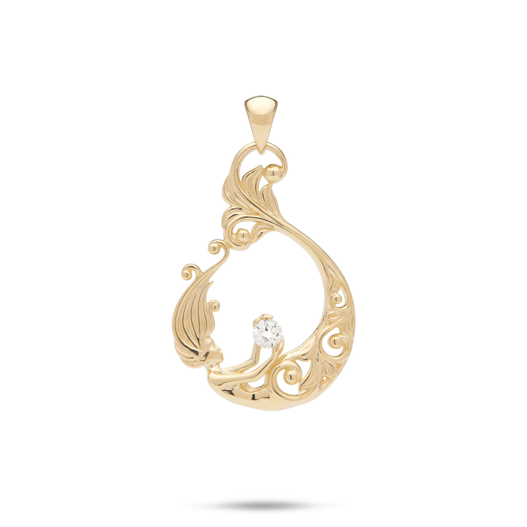 Living Heirloom Mermaid Pendant in Gold with Diamond - 27mm