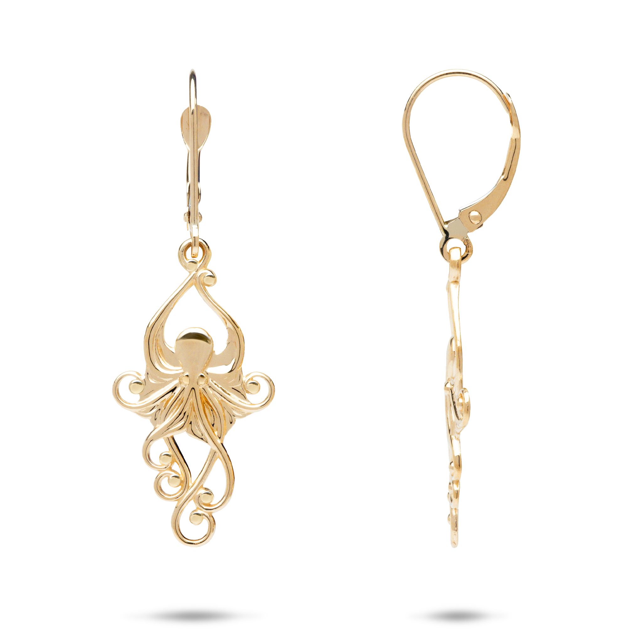 Living Heirloom Octopus Earrings in Gold - 25mm