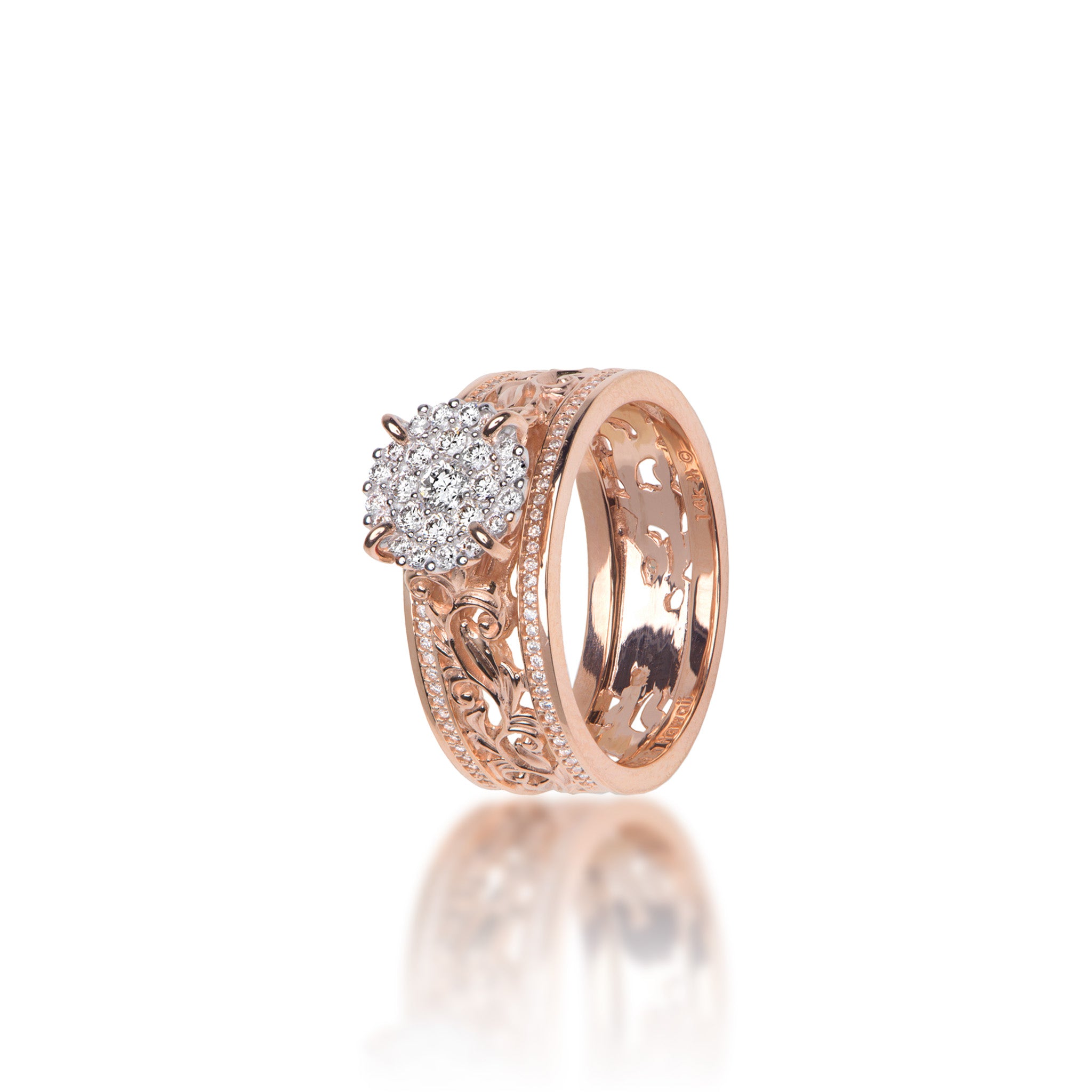 Living Heirloom Engagement Ring in Rose Gold with Diamonds - 7mm