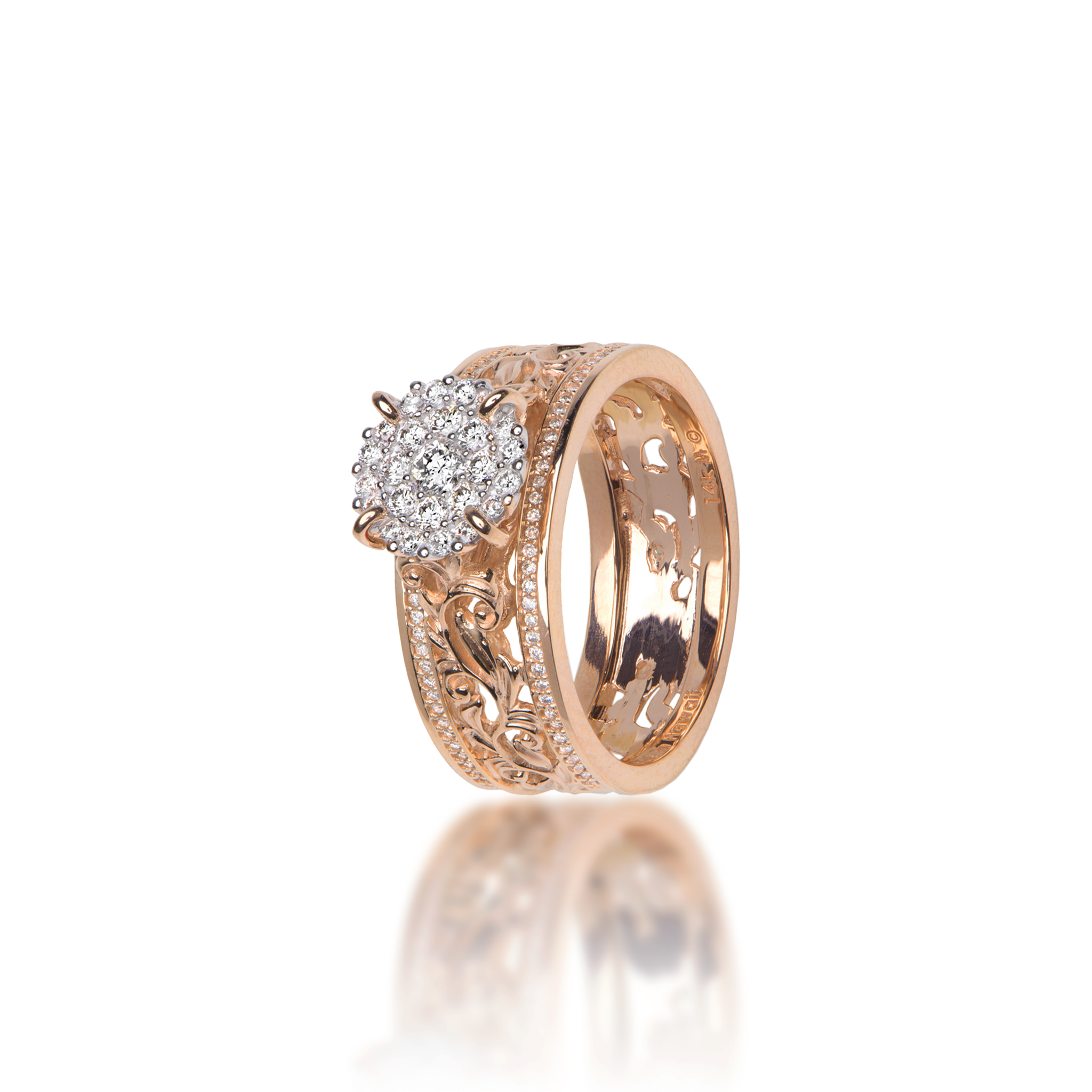 Living Heirloom Engagement Ring in Rose Gold with Diamonds - 7mm